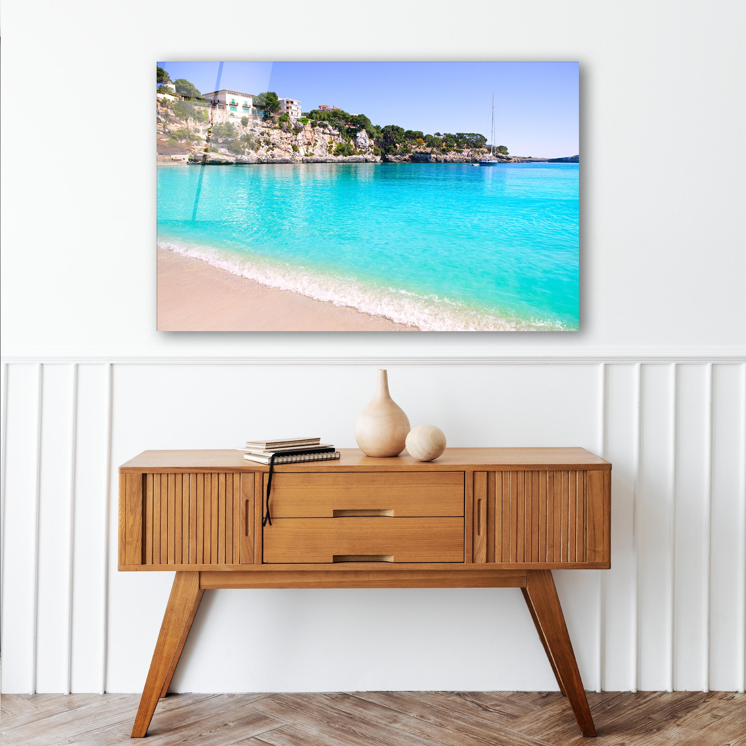 Mallorca Wall Art, Majorca Coastal Spanish Tempered Glass Wall Decor, Summer Beach Wall Art, New Home Gifts, Glass Printing, Home Decor