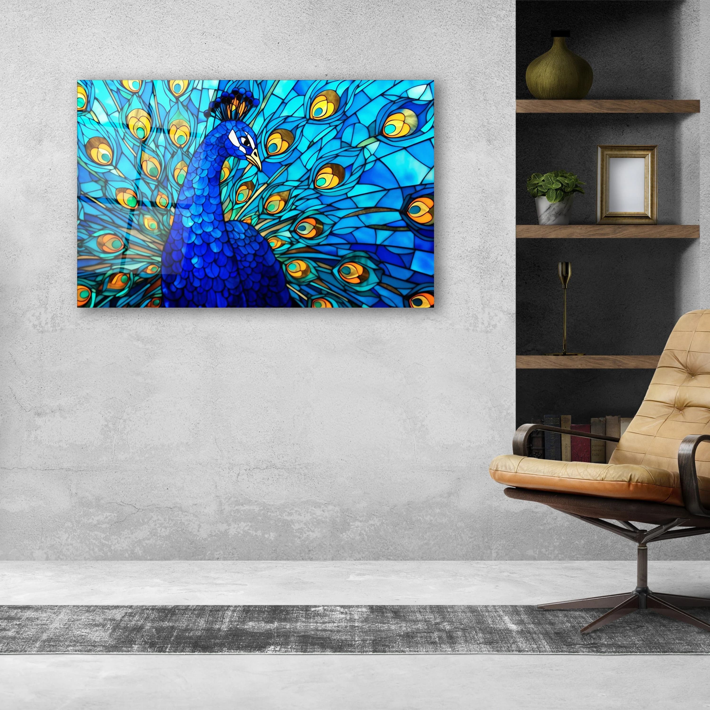 Beautiful Peacock Stained Glass Effect Wall Art, Elegant Tempered Glass Wall Decor, Valentine's Gifts, Glass Printings, Christmas Gifts - image 4