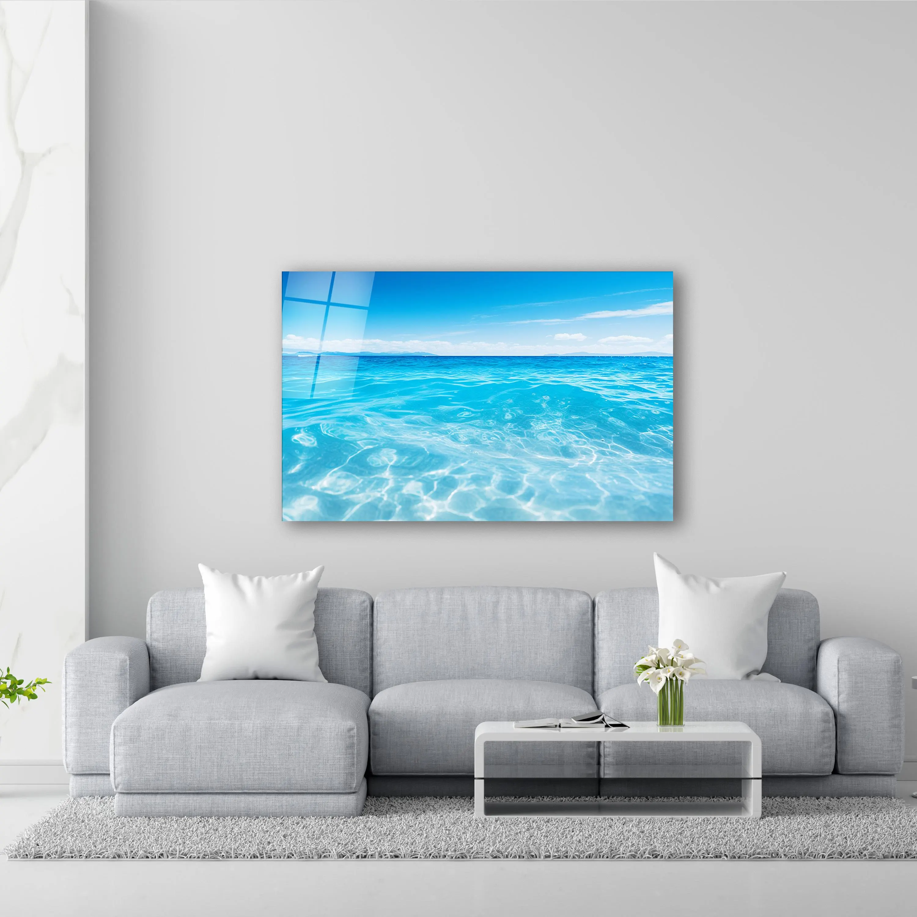 Ocean Glass Wall Art, Coastal Tempered Glass Decor, Beach Wall Art, Living Room Decoration, New Home Gifts, Anniversary Gifts, Glass Print