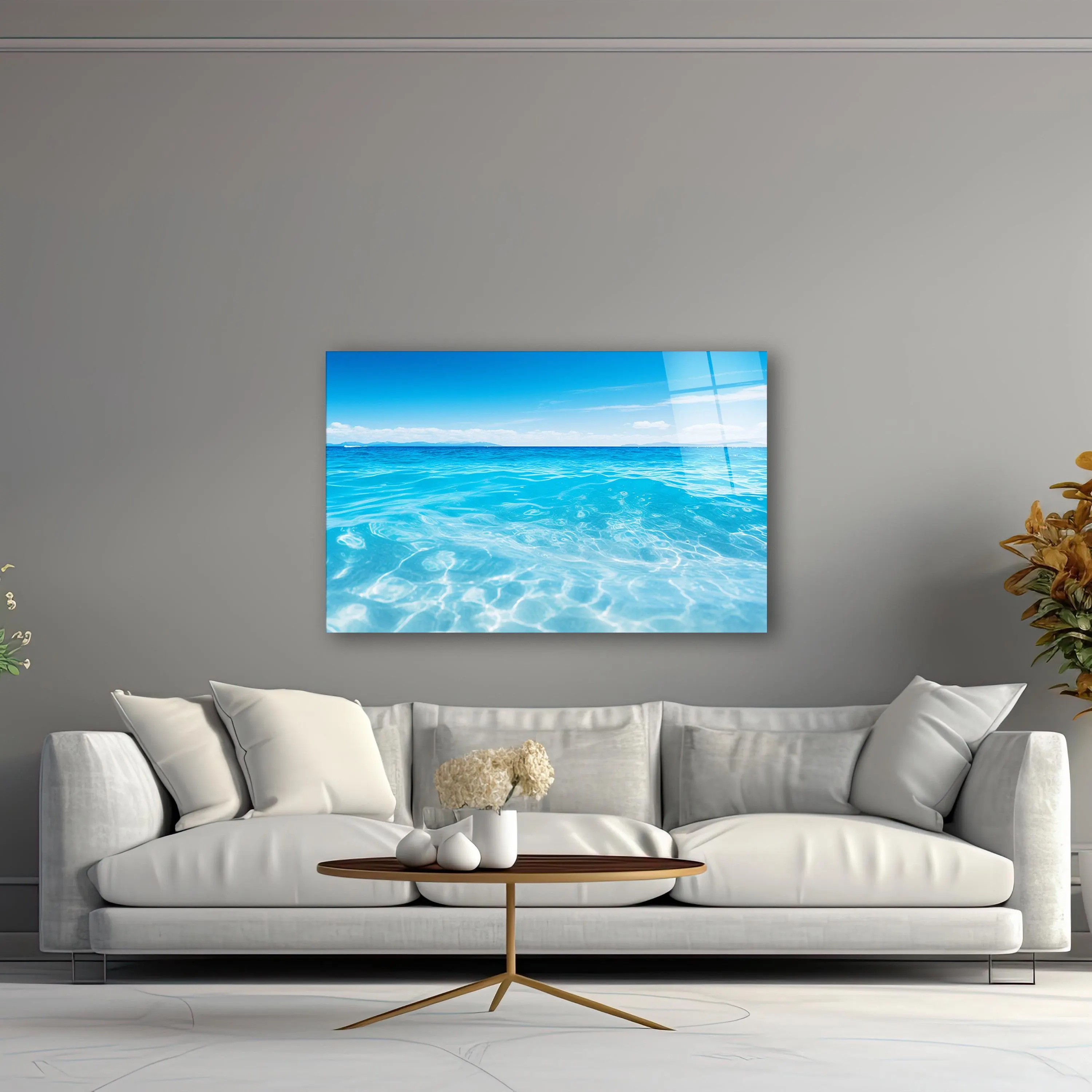 Ocean Glass Wall Art, Coastal Tempered Glass Decor, Beach Wall Art, Living Room Decoration, New Home Gifts, Anniversary Gifts, Glass Print
