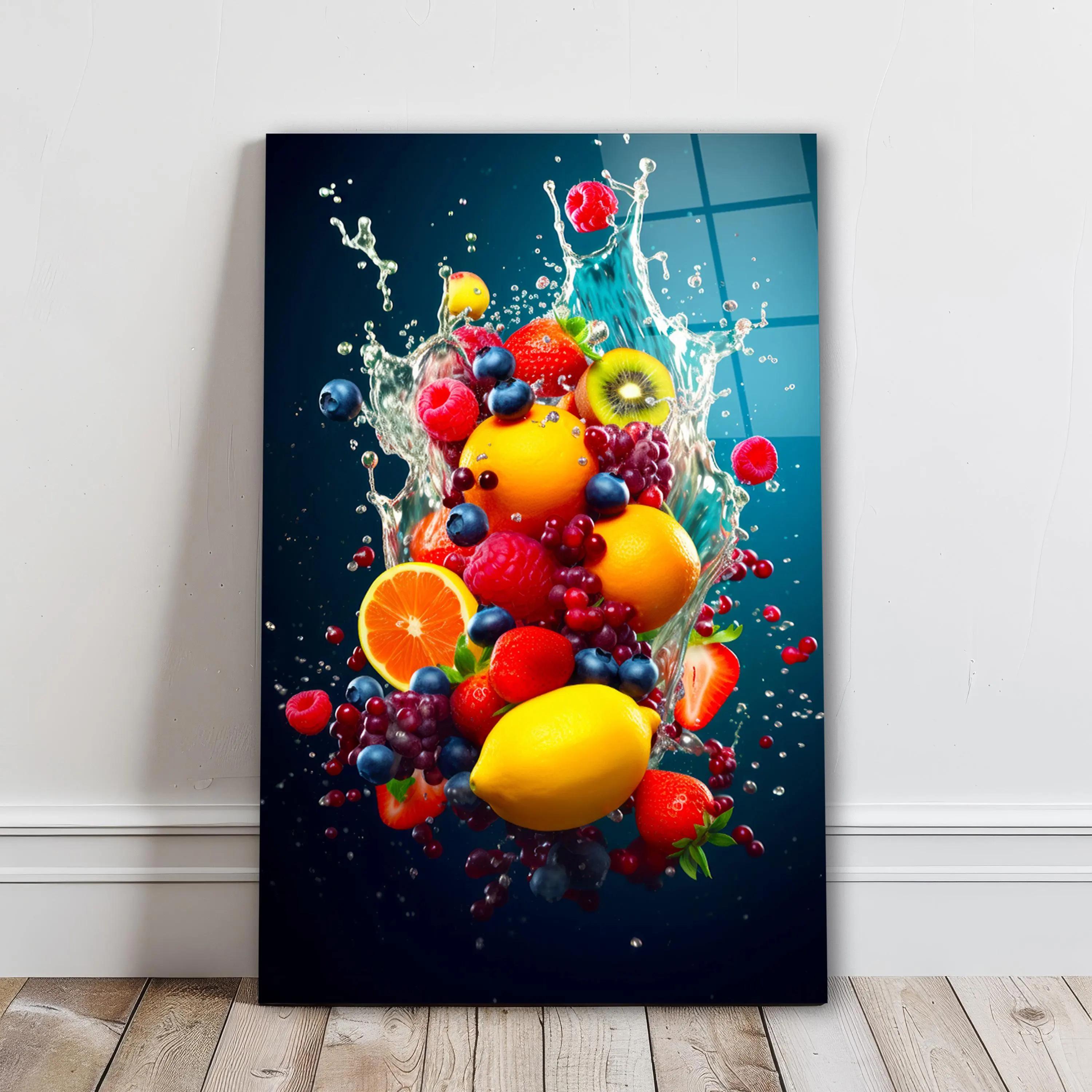 Fruits Splash Glass Wall Art, Tempered Glass Juicy Fruits Decor, Kitchen Wall Art, Dining Room Wall Decor, Housewarming Gifts, Wall Hangings