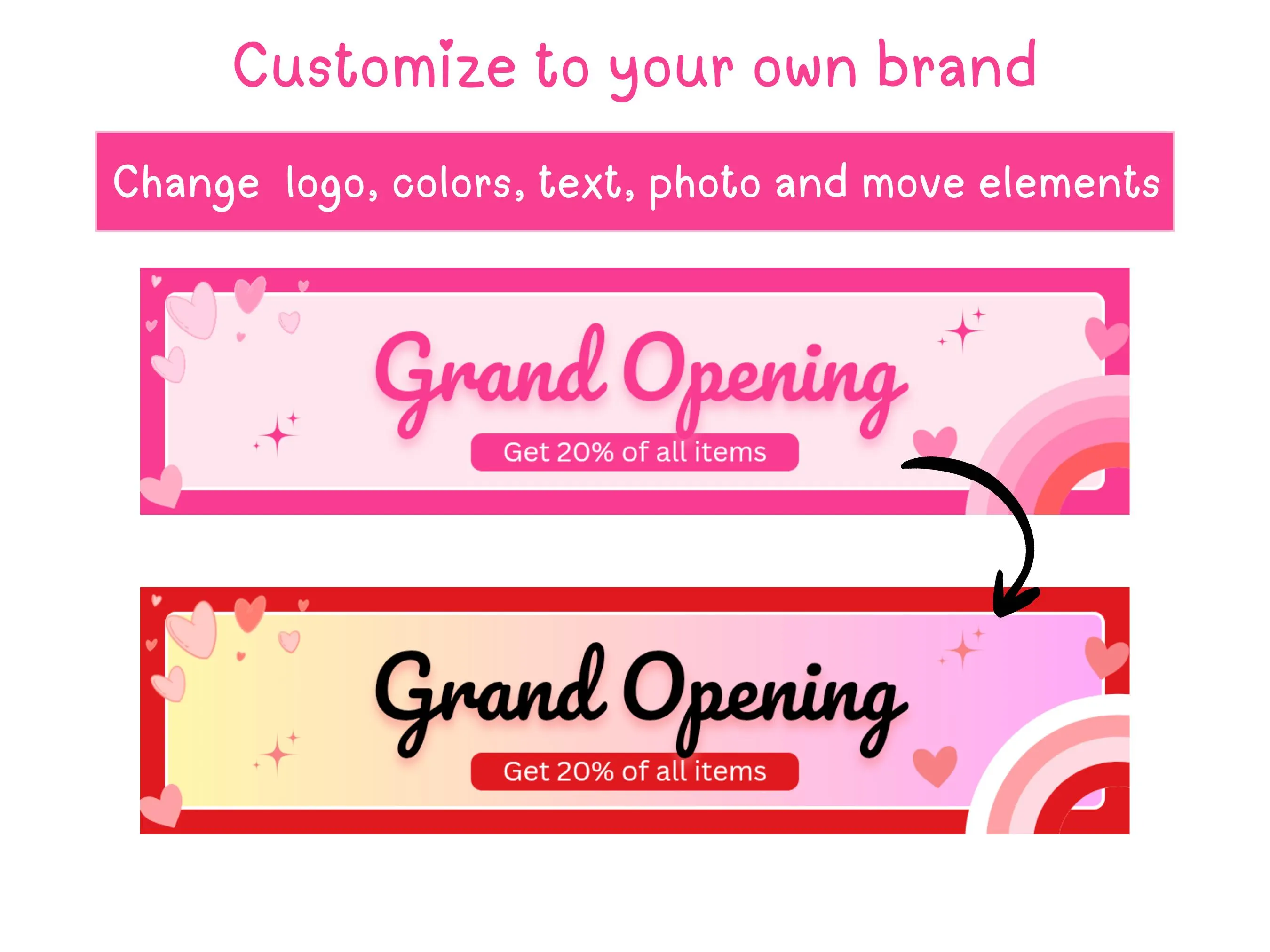 Pink Etsy Shop Branding Bundle | Canva Templates for Etsy Sellers | Banners, Listing Templates, Icons & Thank You Cards - image 5