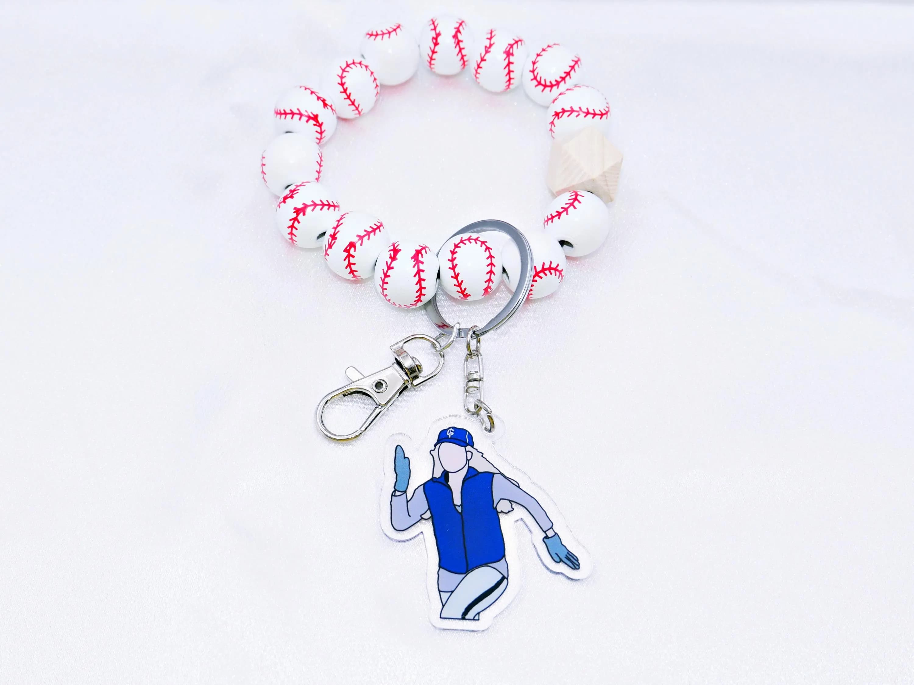 Twilight Baseball Keychain / Wooden Beaded Keychain / Twilight Baseball Scene / Wristband keychain / Baseball keychains - image 4