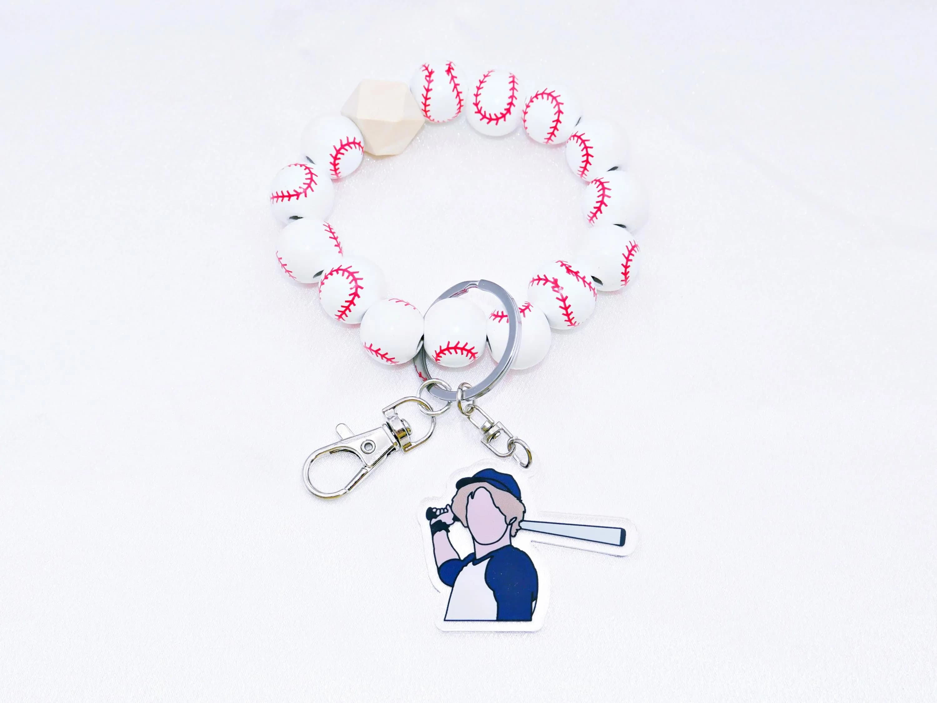 Twilight Baseball Keychain / Wooden Beaded Keychain / Twilight Baseball Scene / Wristband keychain / Baseball keychains - image 5