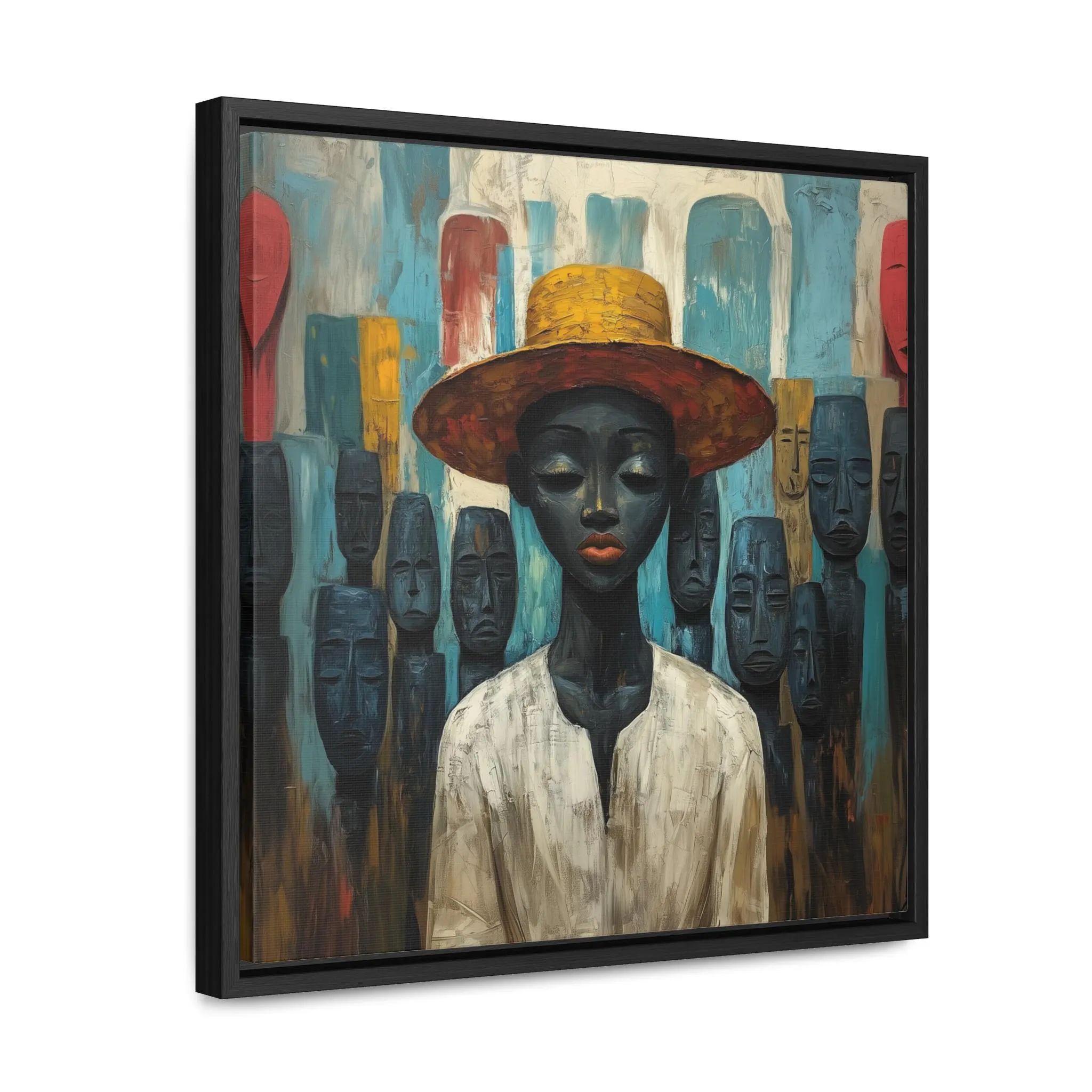 African Man Abstract Framed Art African Lady Painting Afro American Girl Decor African feminine art black history month culture ethnic art - image 3