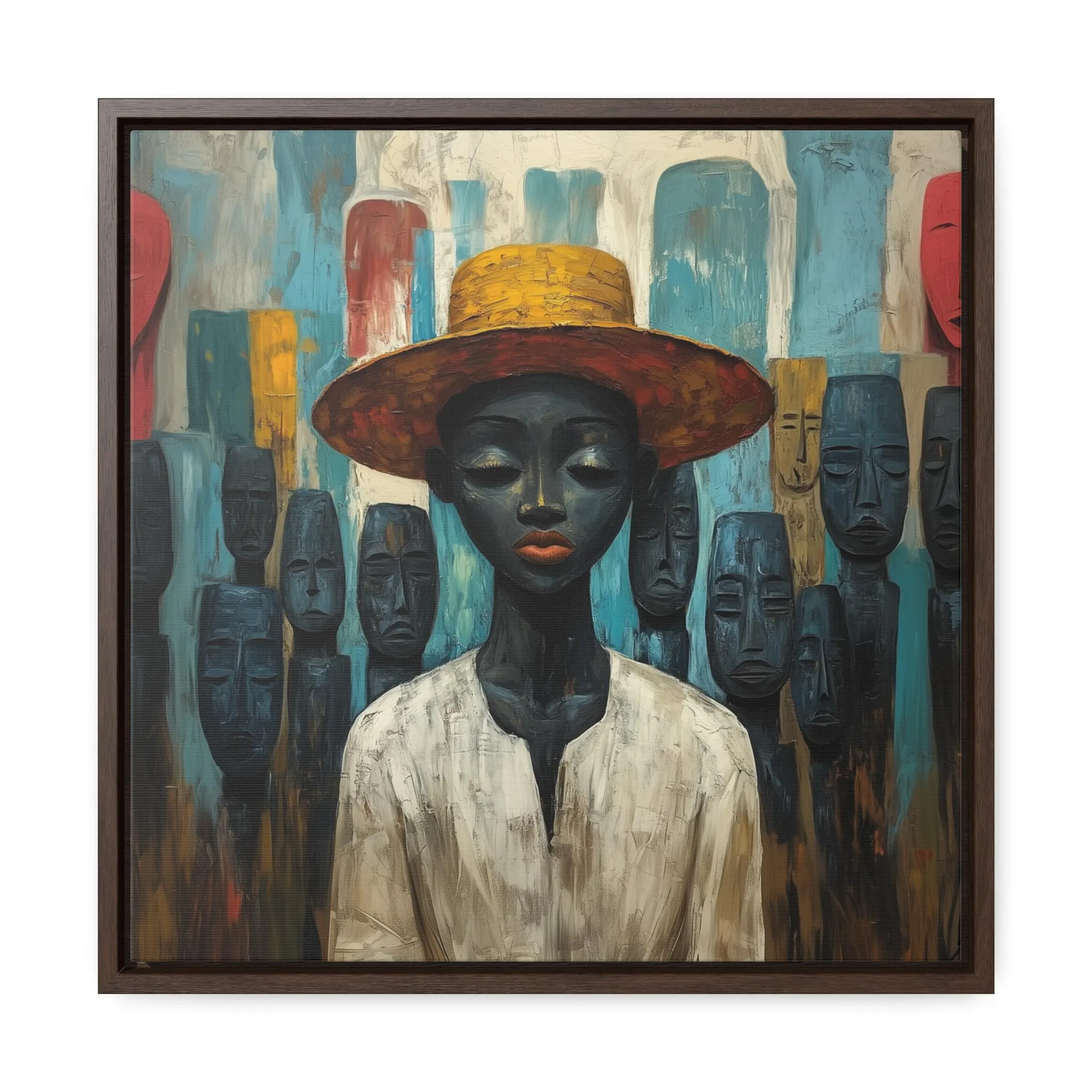 African Man Abstract Framed Art African Lady Painting Afro American Girl Decor African feminine art black history month culture ethnic art - image 5