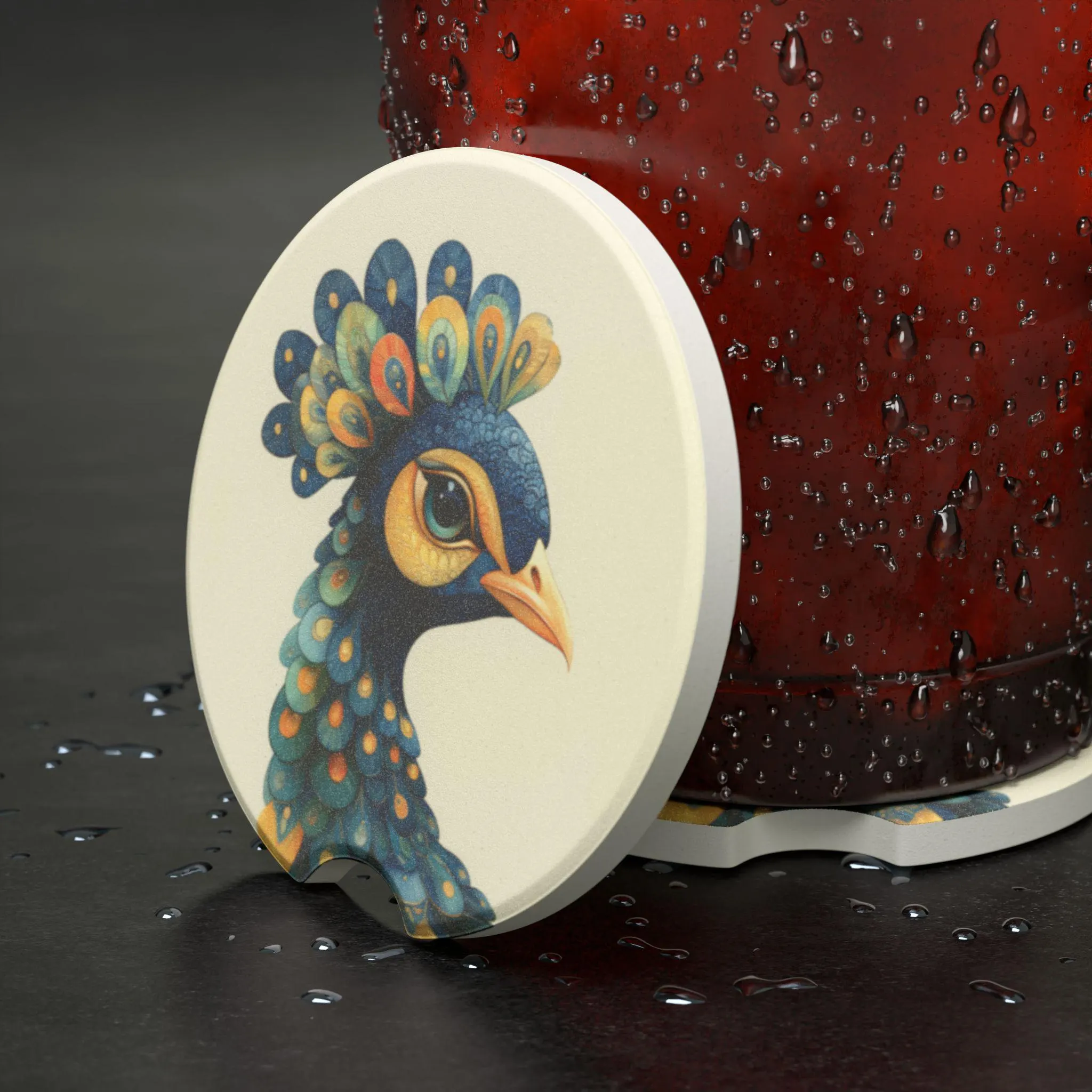 Peacock Soapstone Car Coaster Traditional Bohemian Desi Pakistani Indian Art Cozy Decor Car Accessory Gift Coffee Table Decor Riwaj Art - image 3