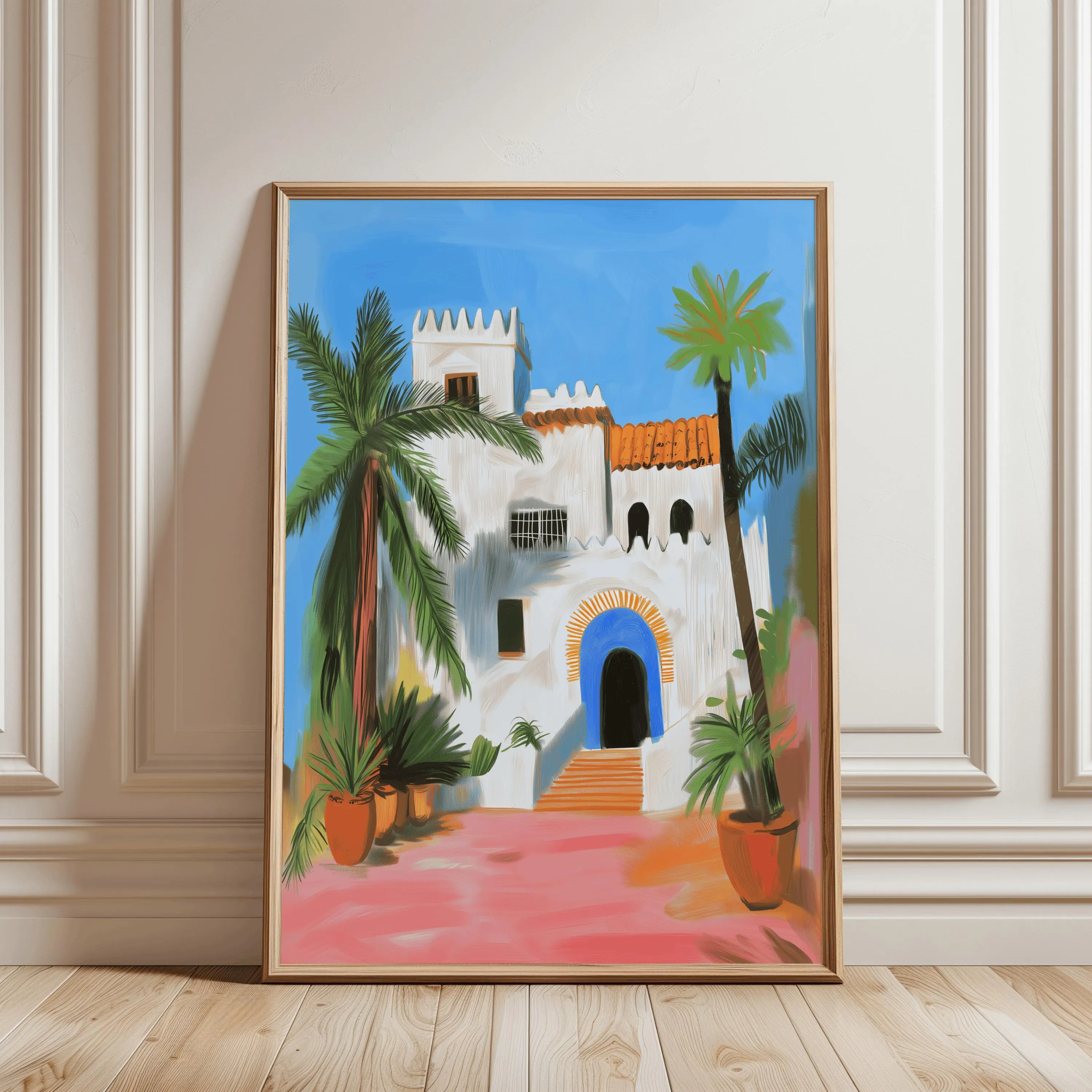 Moroccan Wall Art, Morocco Vintage Travel Poster, Mediterranean Print for Boho Decor, Living Room