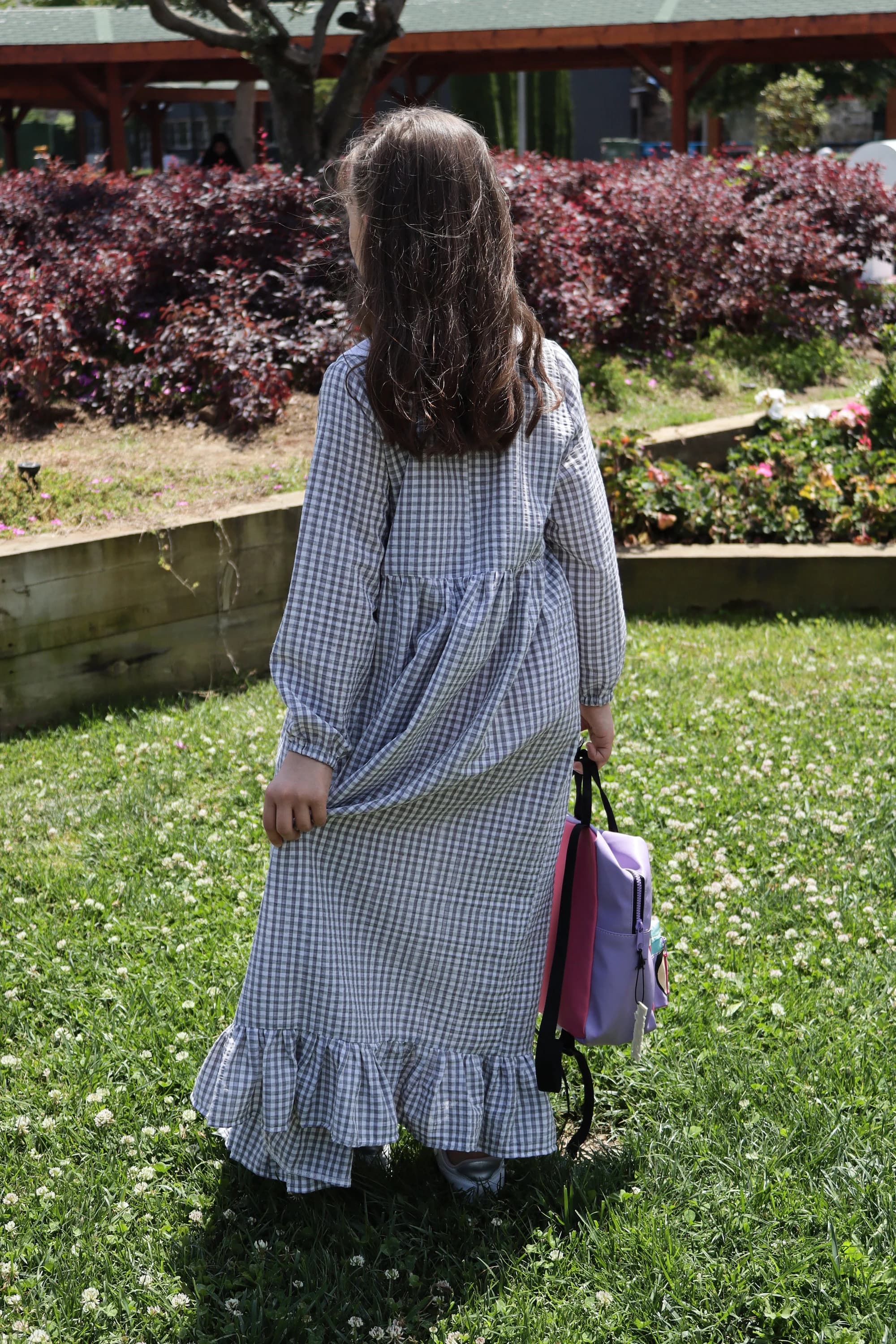 Girl's Plaid Cotton Gray Color Dress - image 4