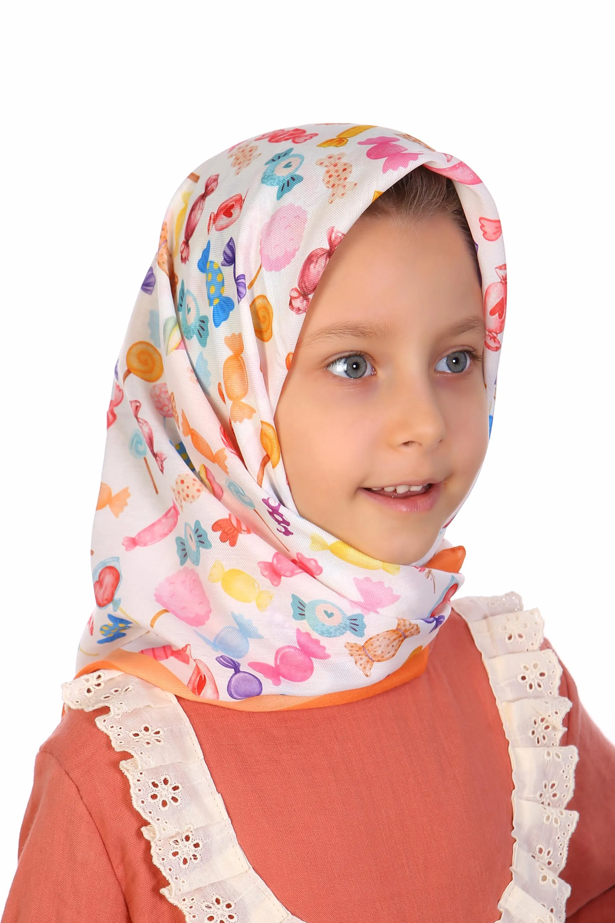 Girls’ Sugar Pattern Scarf - 80x80 cm, Suitable for Ages 3-12 | Yusa Baby Kids - image 3