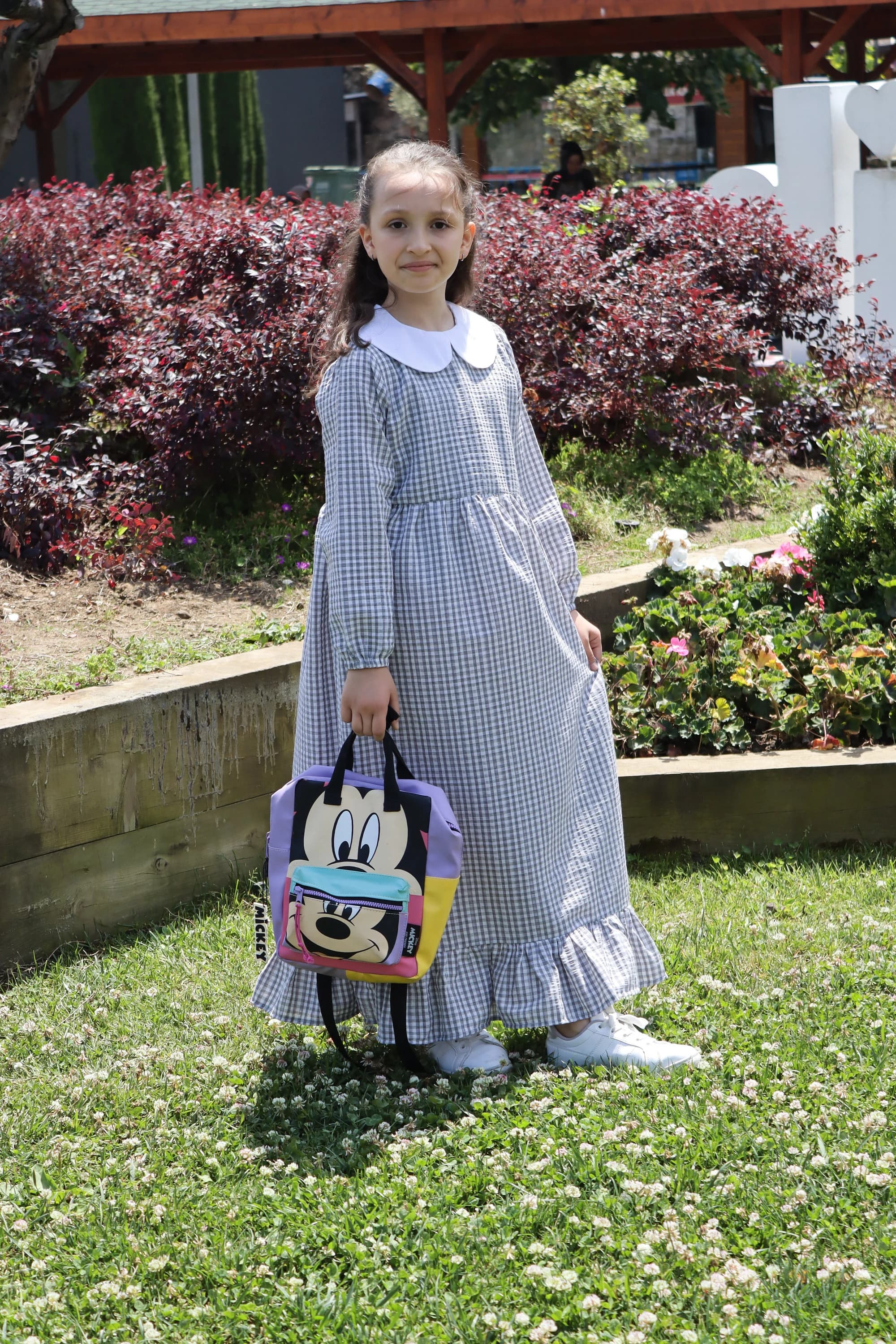 Girl's Plaid Cotton Gray Color Dress - image 3