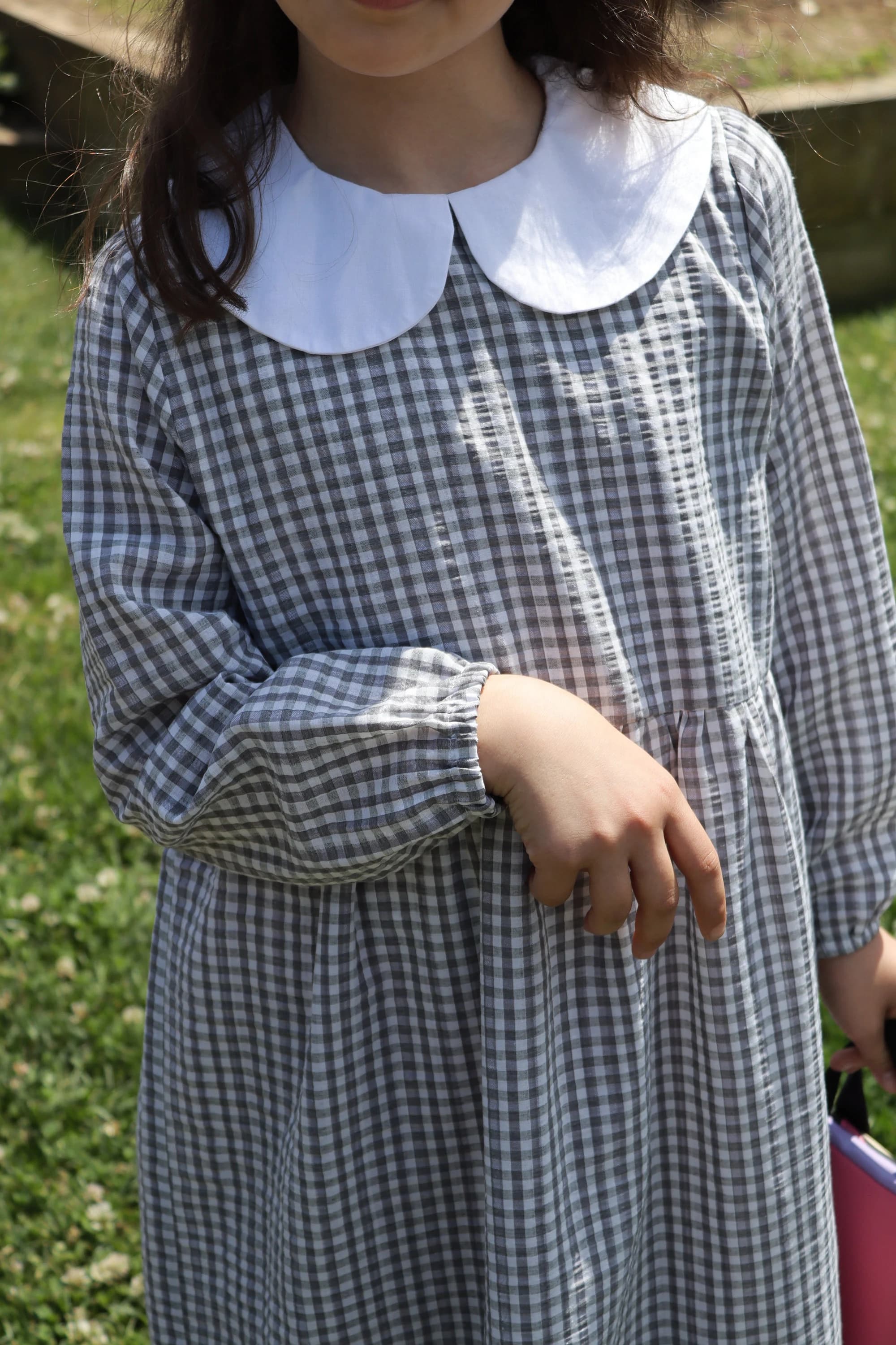Girl's Plaid Cotton Gray Color Dress - image 5