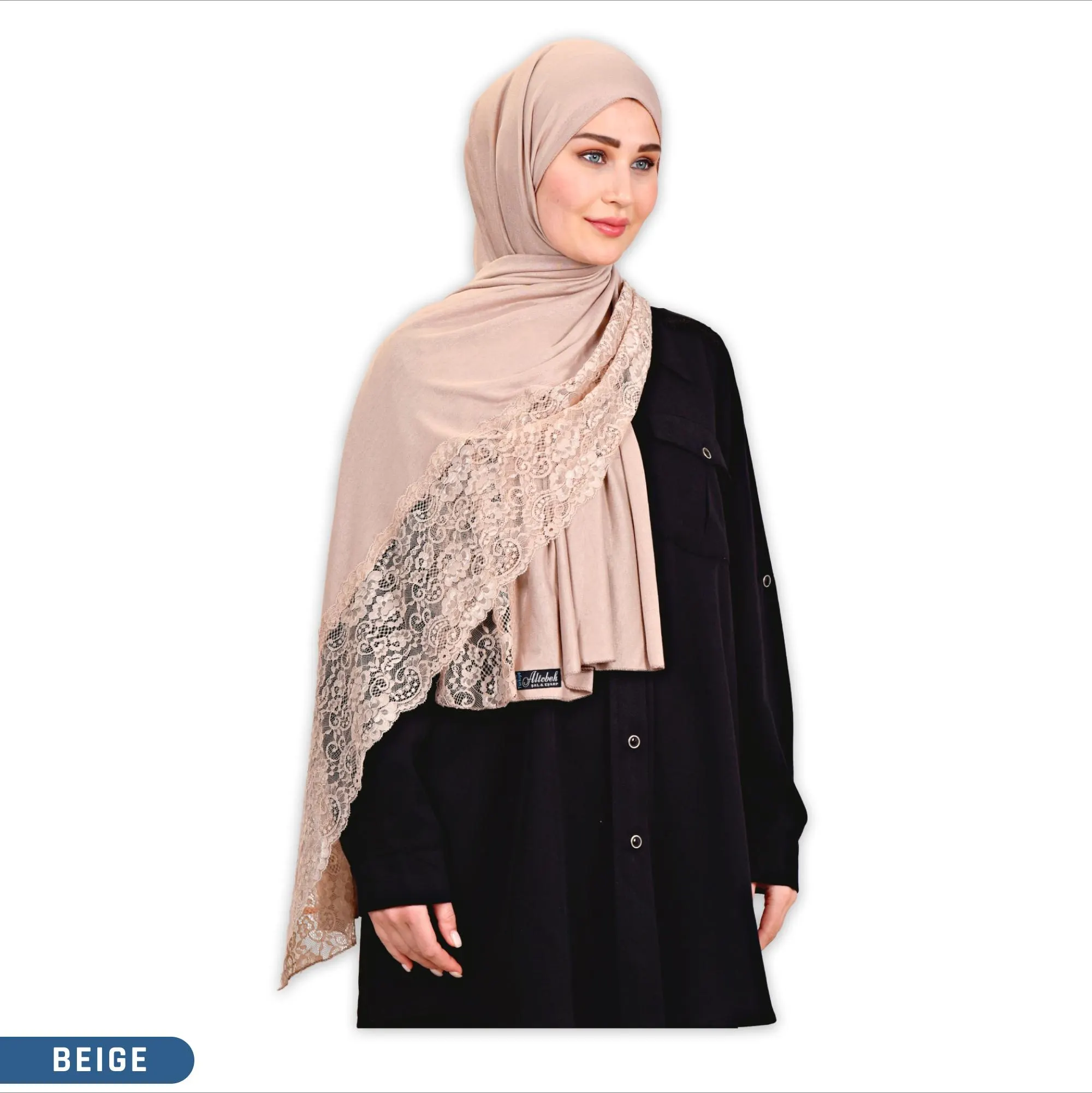 Lace-Embellished Cotton Viscose Hijab Shawl: Elegant Modesty Scarf - image 5