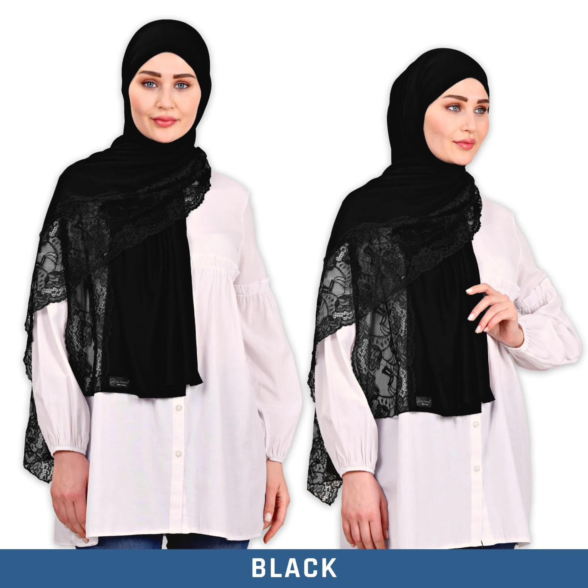 Lace-Embellished Cotton Viscose Hijab Shawl: Elegant Modesty Scarf - image 3