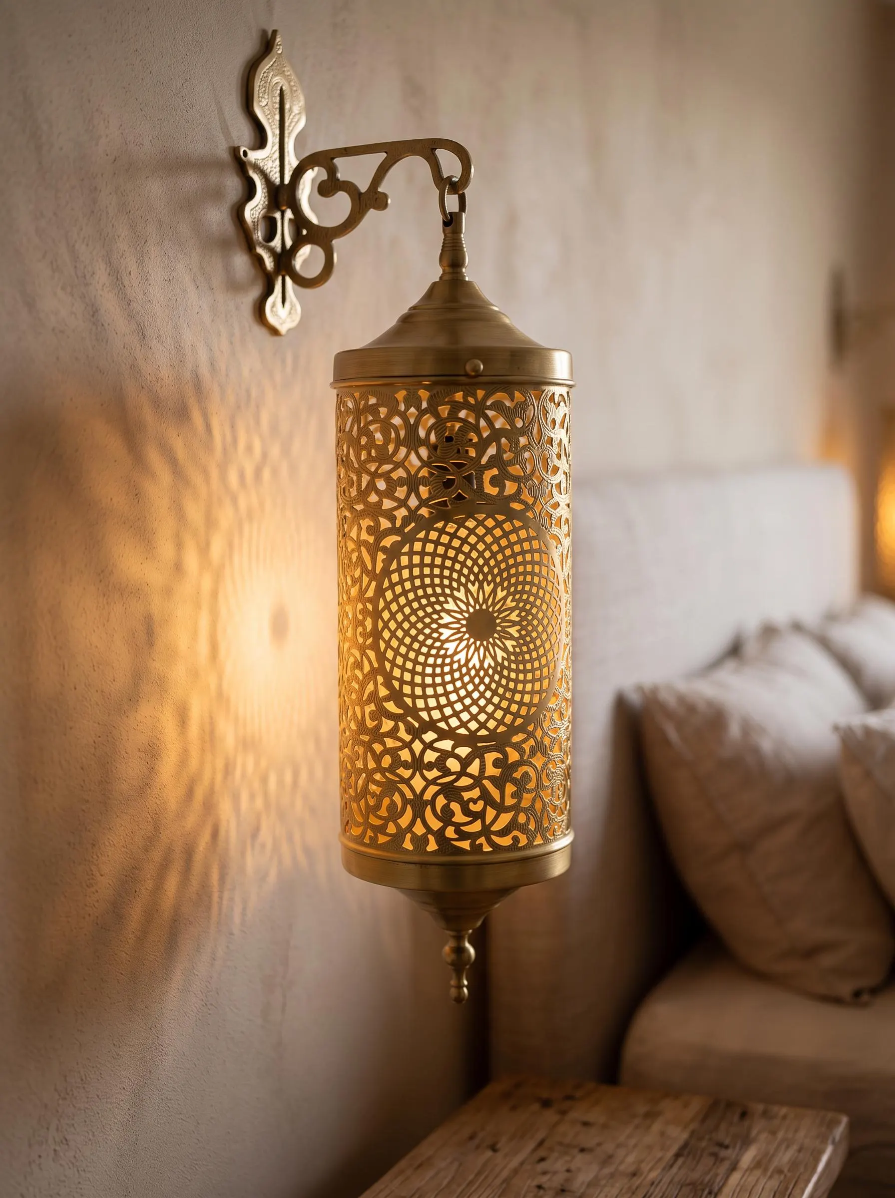 Handcrafted Moroccan Copper Filigree Hanging Lantern (Pair)