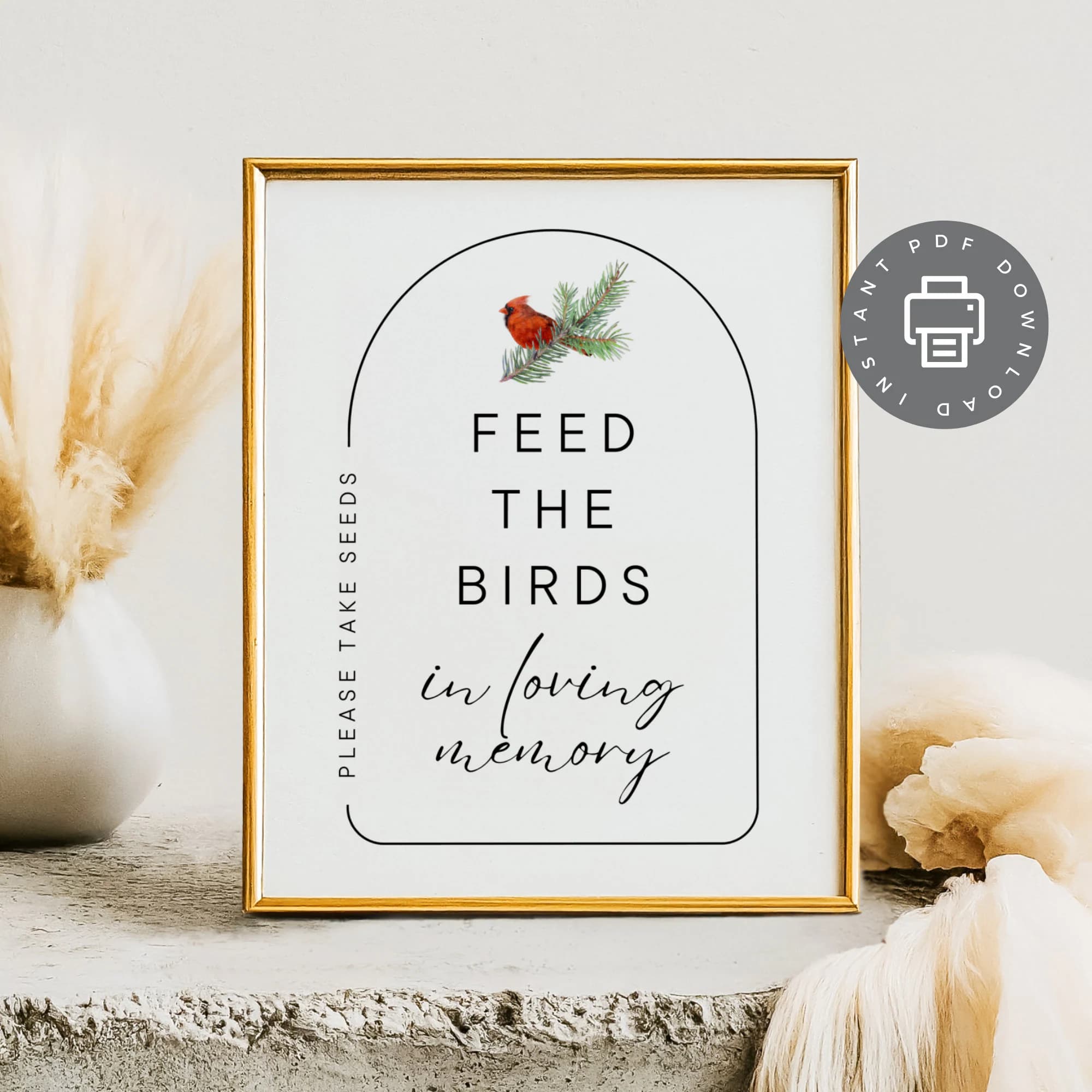 cardinal Funeral Favor Sign, Bird Seed Packet Token Gift Poster, Memorial Service Keepsake, Bulk Celebration of Life Guest Gift PDF, Bereavement Present, Angel Loss Gift