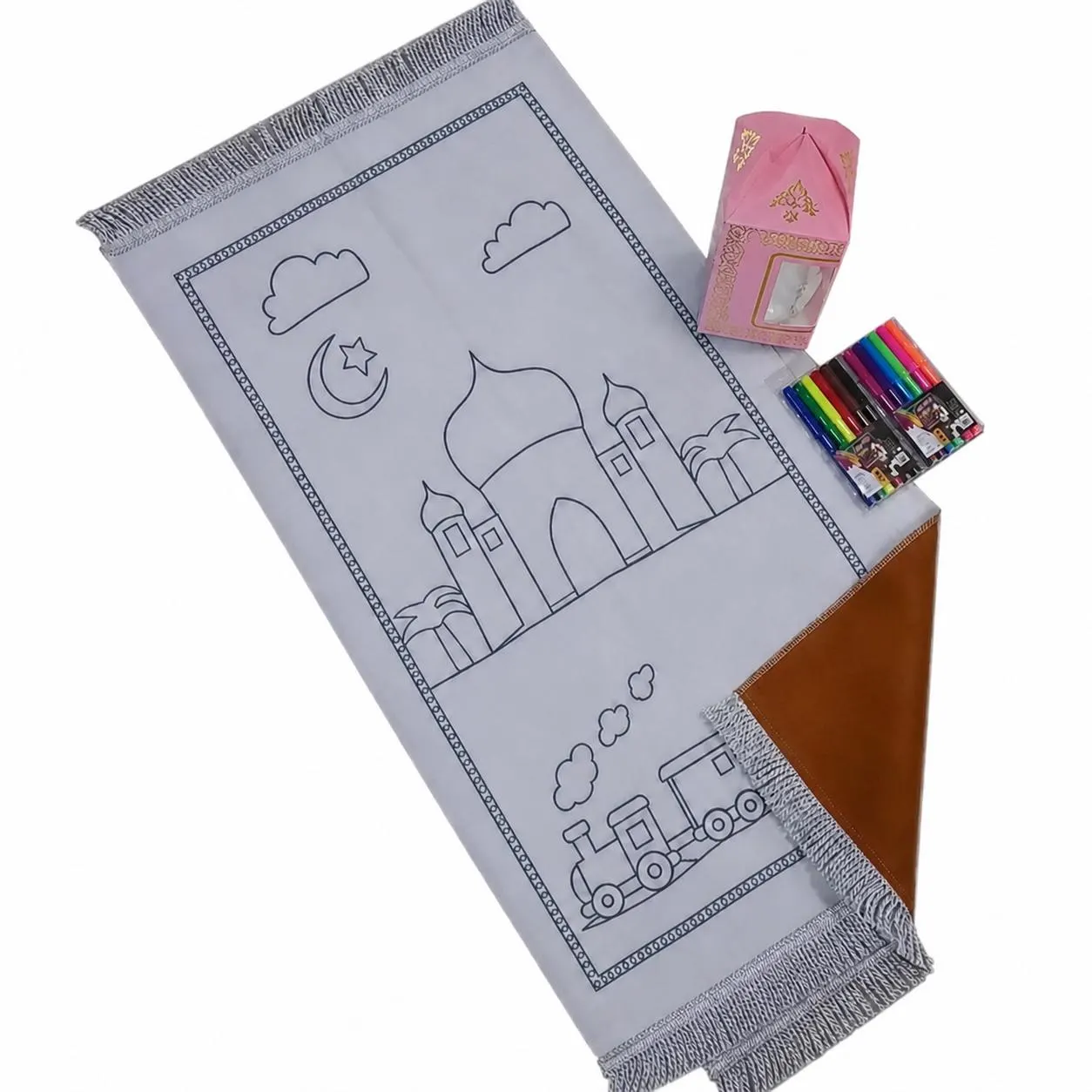 Kids Colouring Prayer Mat Set with Pens | Islamic Kids Gift | Ramadan & Eid Activity | Salah Learning Mat | Muslim Gift for Boys Girls - image 5