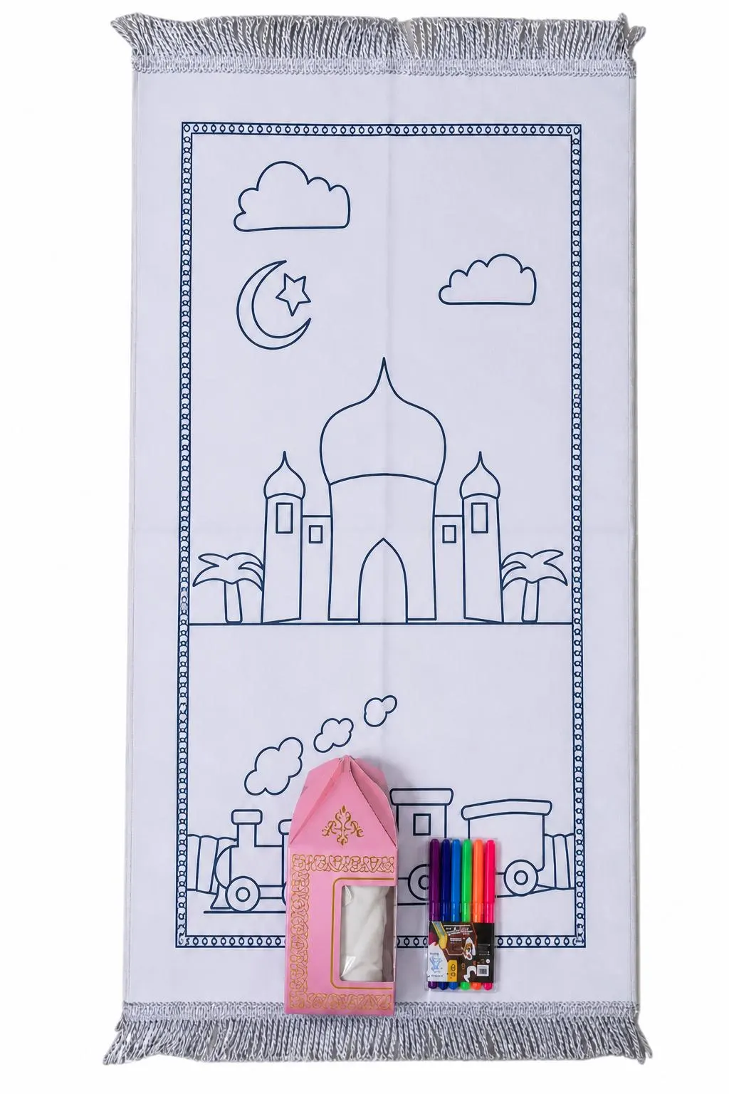 Kids Colouring Prayer Mat Set with Pens | Islamic Kids Gift | Ramadan & Eid Activity | Salah Learning Mat | Muslim Gift for Boys Girls - image 2
