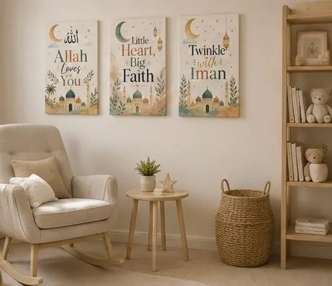 Islamic Nursery Wall Art Set of 3 | Muslim Baby Room Decor | Allah Loves U Islamic Nursery Prints | Neutral Nursery Decor | Baby Shower Gift - image 5