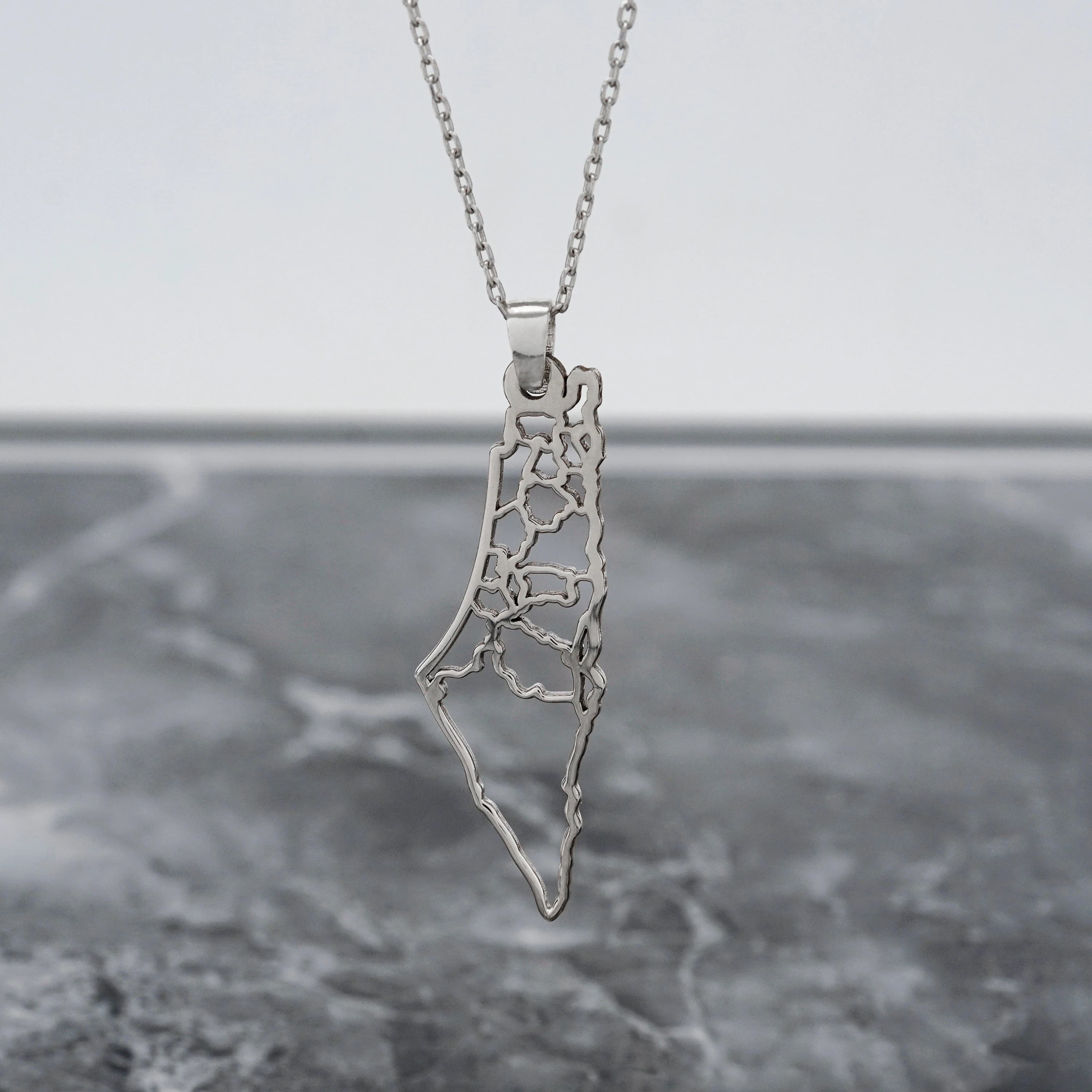 Palestine Necklace Silver Palestinian Map Pendant Free Gaza Islamic Jewelry Gift for Women Eid Mubarak - image 3