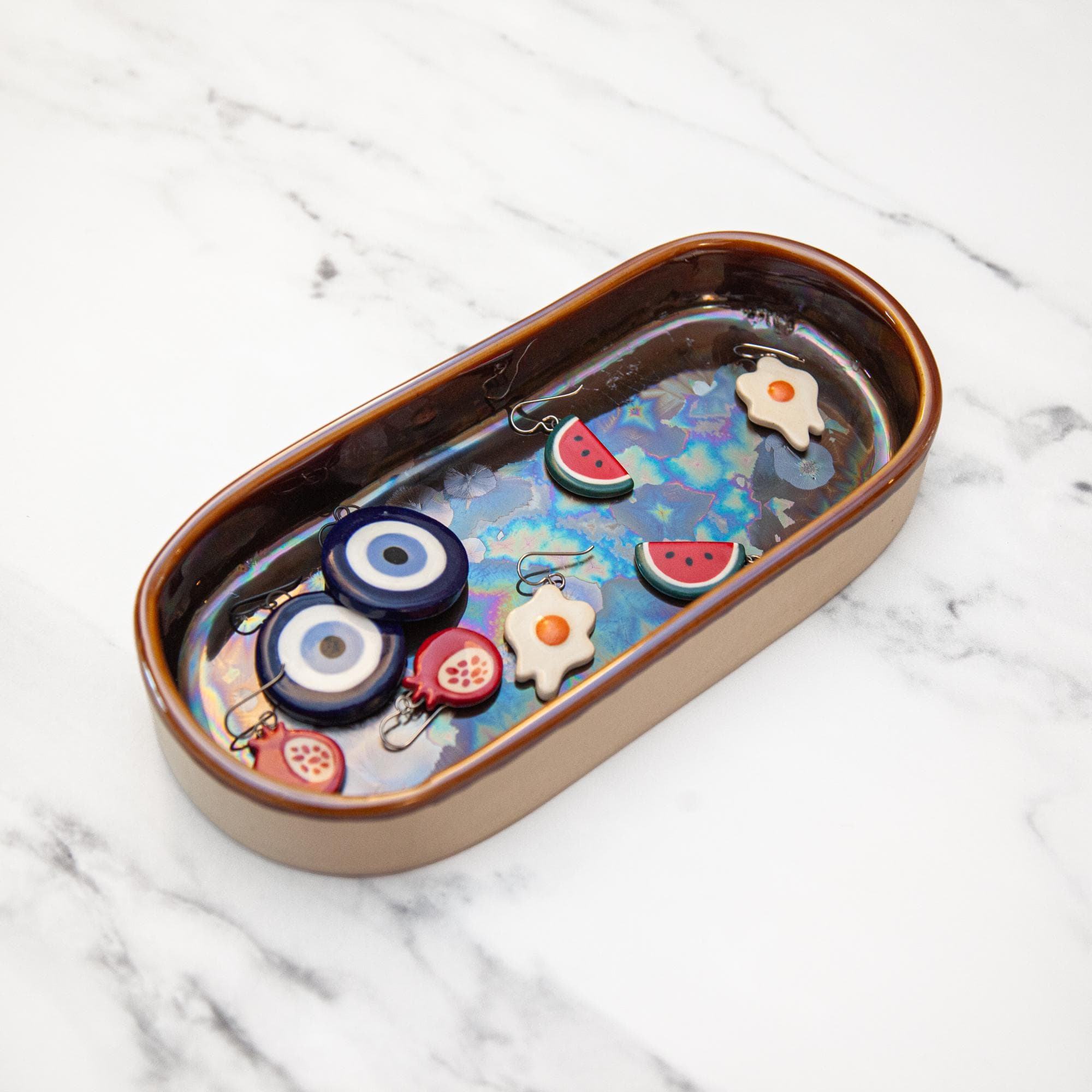 Cosmic Iridescent Oval Jewelry Dish, Large Oval Incense, Trinket or Fruit Tray - image 3