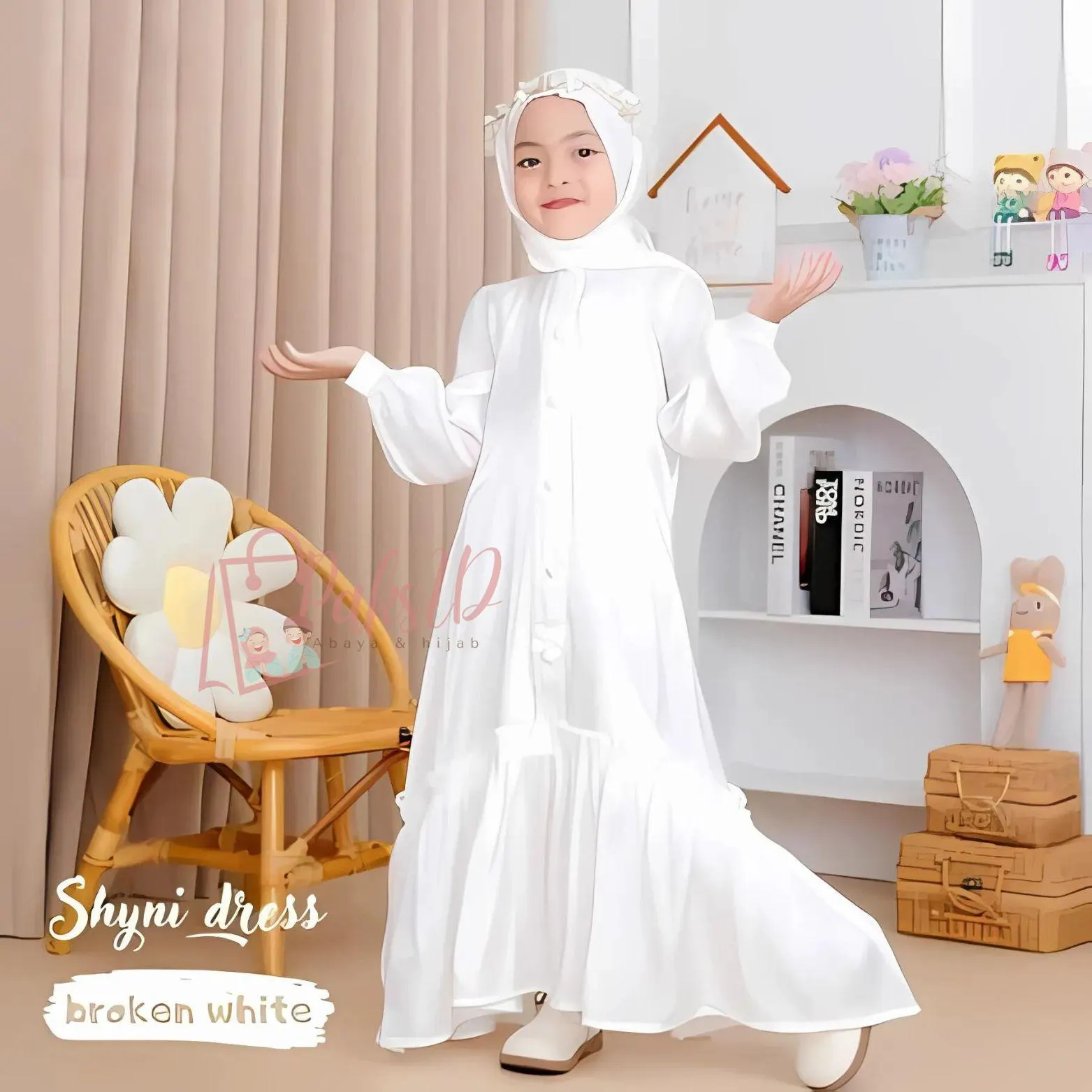 Nazima Children's Gamis Shiny Dress, Baby Girl Abaya Muslim Dress,Islamic Clothing,Muslim Abaya,Kids Prayer Attire,Girls Modest Fashion PS70 - image 5