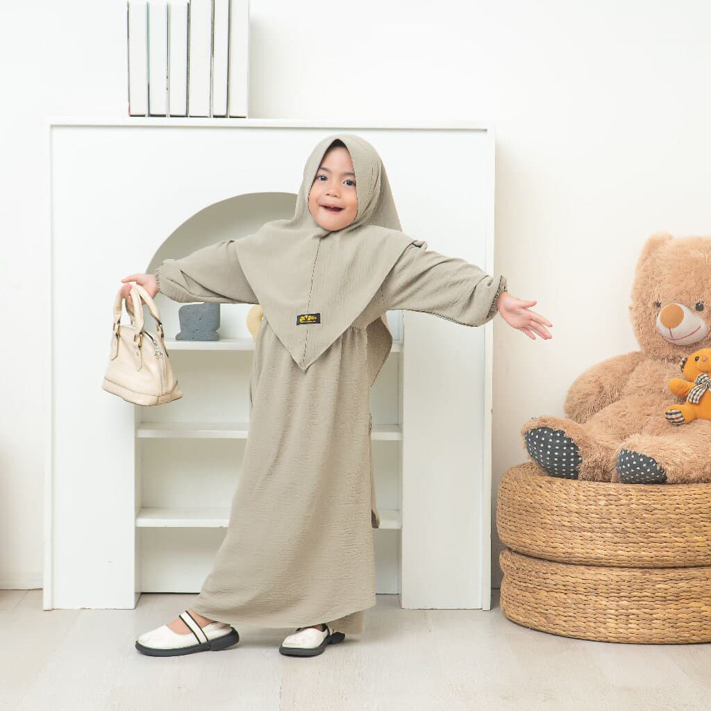 Syari Muslim Dress with Bergo Veil, Baby Girl Abaya Muslim Dress, Islamic Clothing,Muslim Abaya,Kids Prayer Attire,Girls Modest Fashion PS07 - image 2