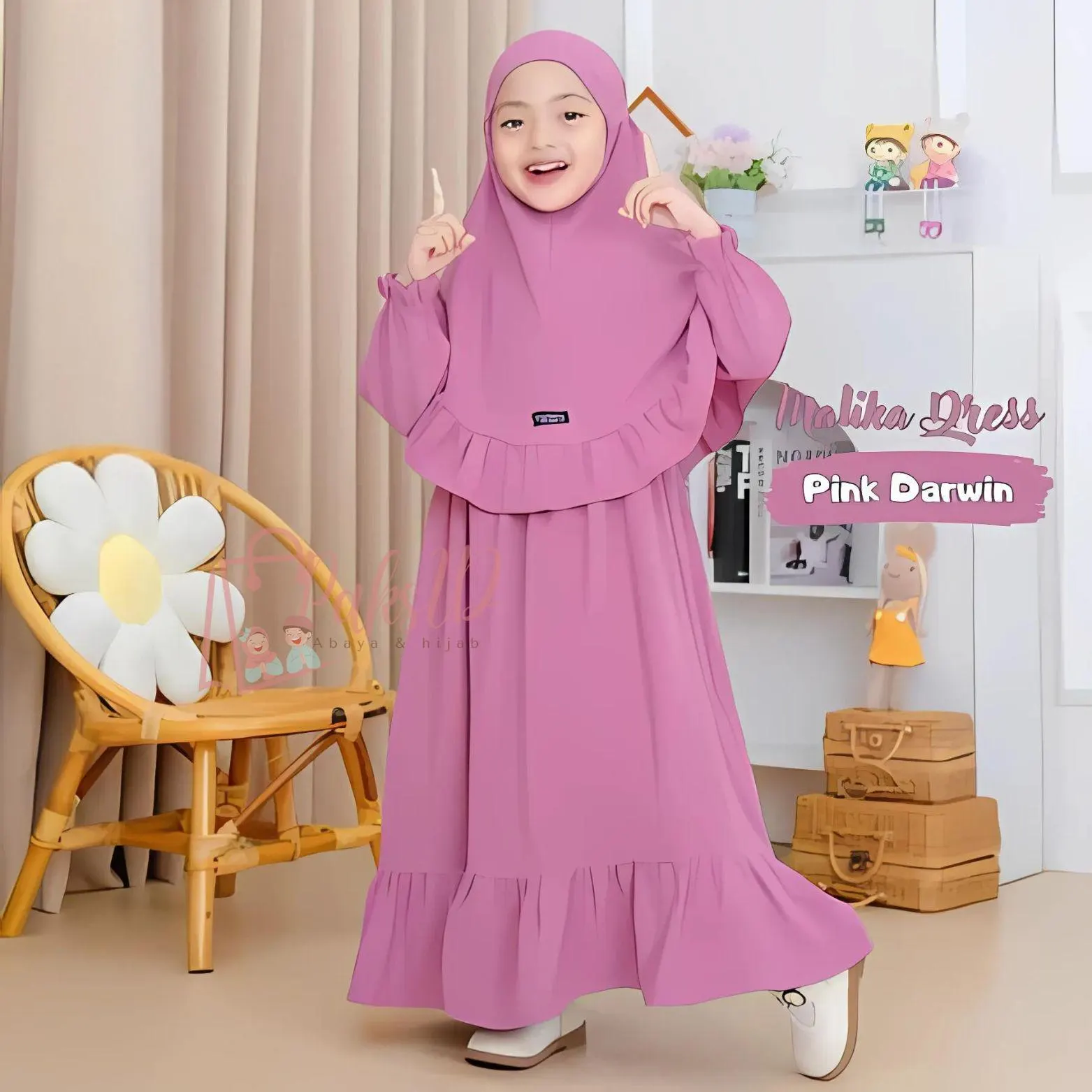 Nazima Childrens Gamis Malika Dress, Baby Girl Abaya Muslim Dress,Islamic Clothing,Muslim Abaya,Kids Prayer Attire,Girls Modest Fashion PS72 - image 3