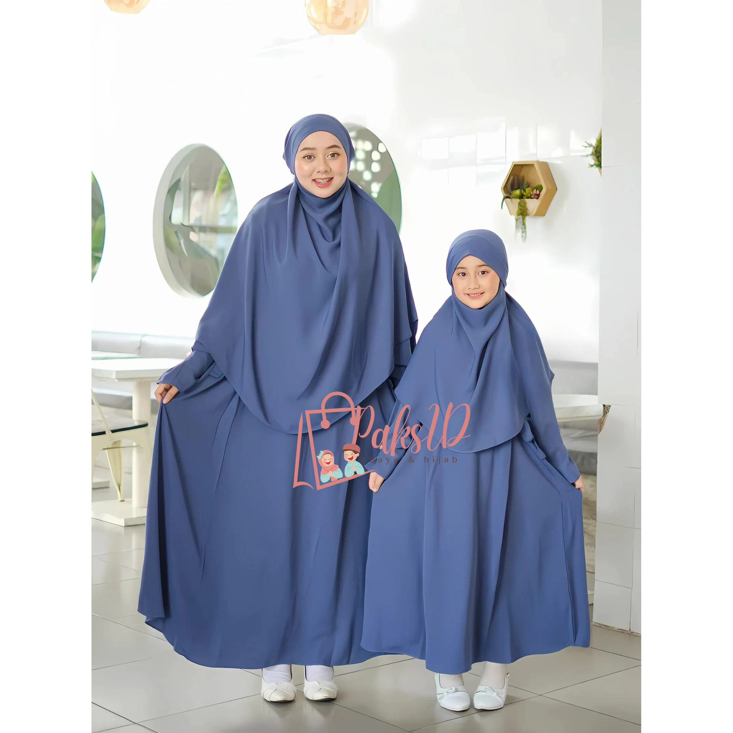 Abaya Couple Mother & Child French Khimar, Muslim Dress Baby girl, Islamic Clothing,Muslim Abaya,Kids Prayer Attire,Girl Modest Fashion PS79