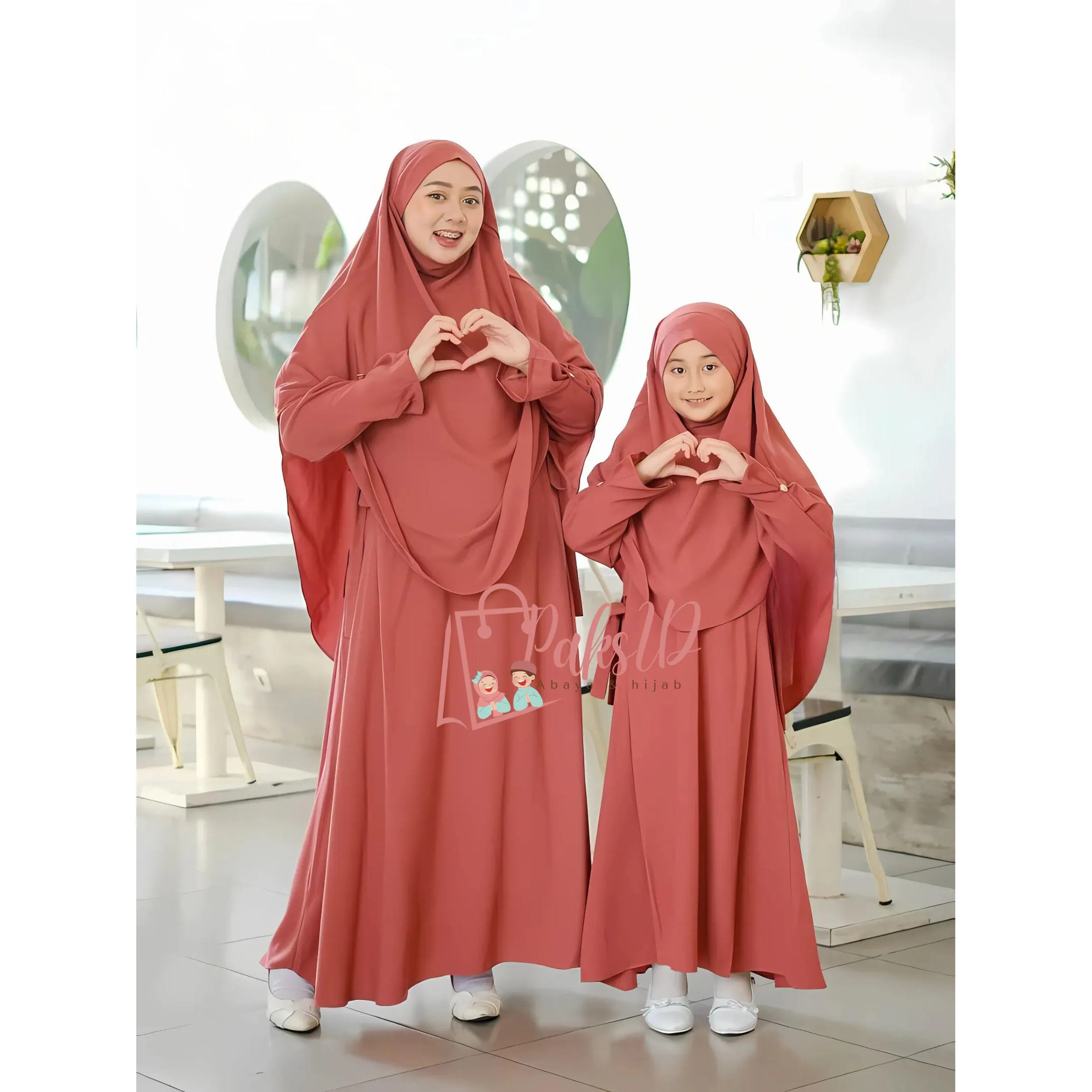 Abaya Couple Mother & Child French Khimar, Muslim Dress Baby girl, Islamic Clothing,Muslim Abaya,Kids Prayer Attire,Girl Modest Fashion PS79 - image 5