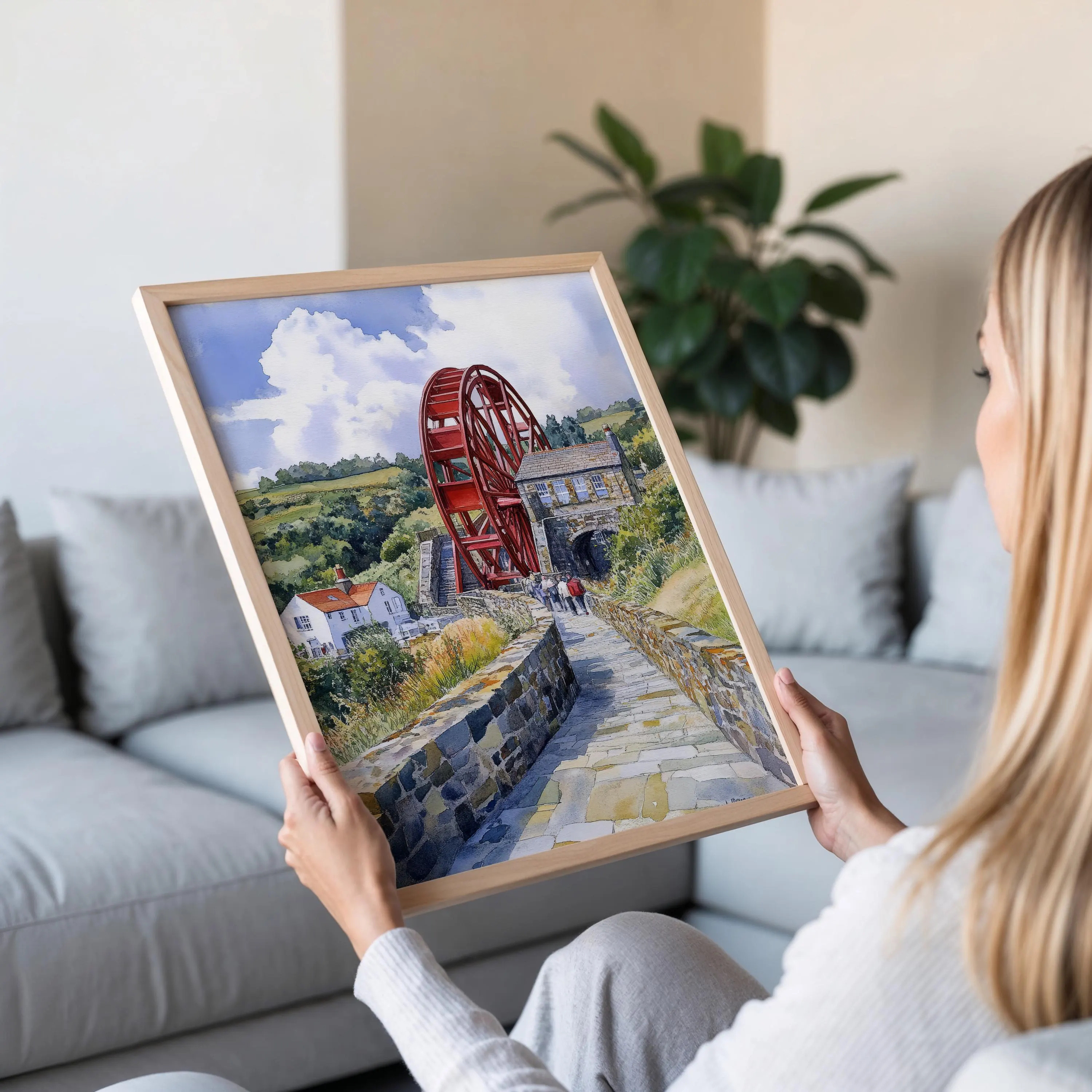 Isle of Man Laxey Wheel Painting, Heritage Hillside Scene Fine Art Print - image 5