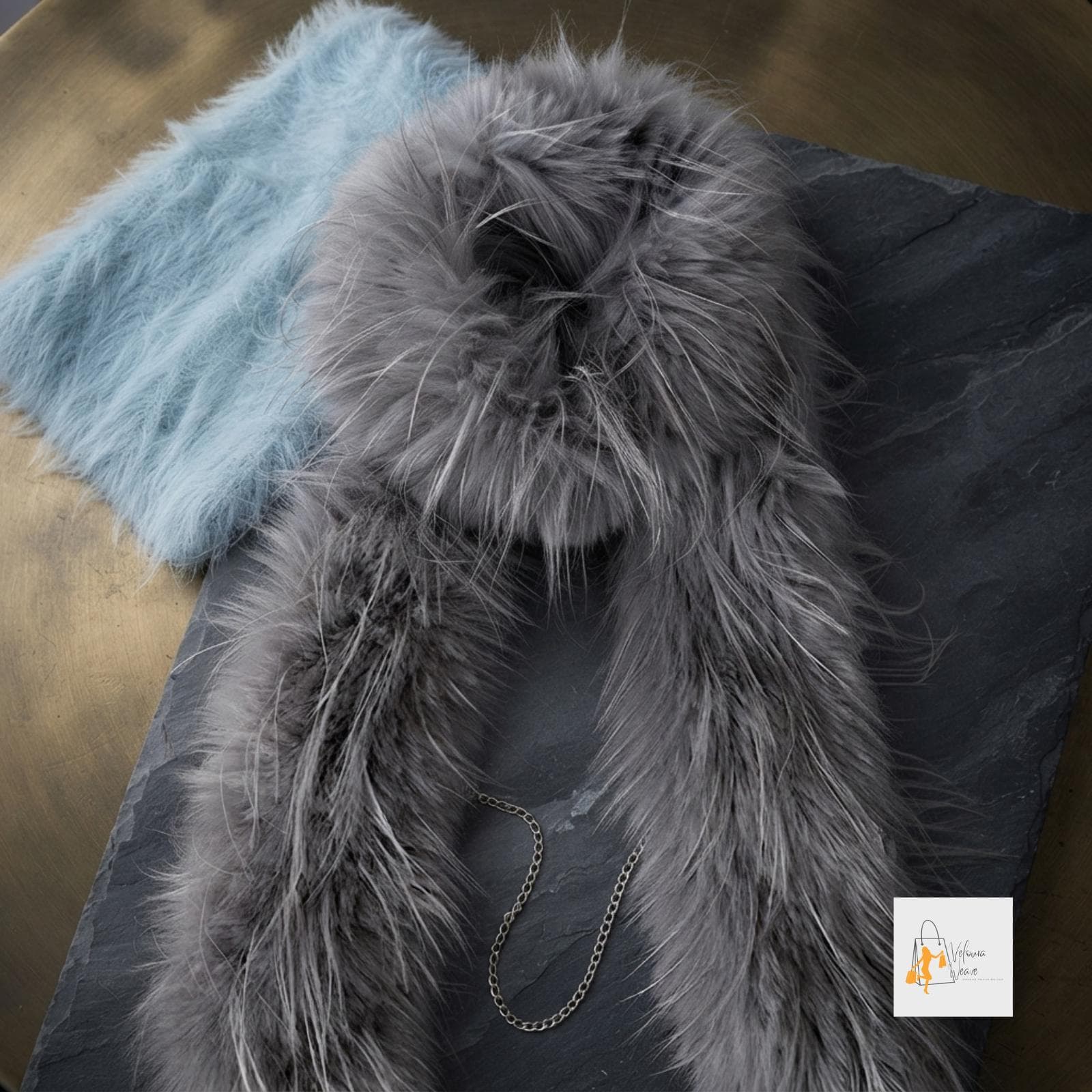 Long warm scarf styled with a winter coat for everyday wear.