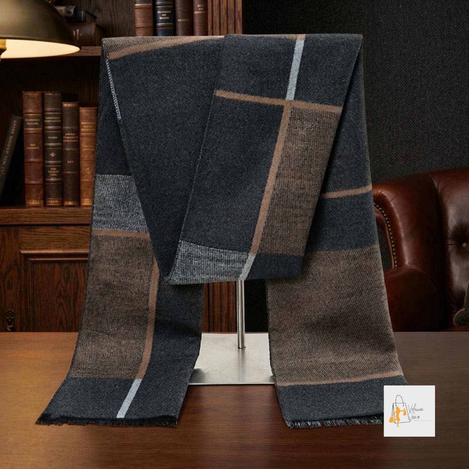 Warm plaid neck scarf for everyday winter outfits.