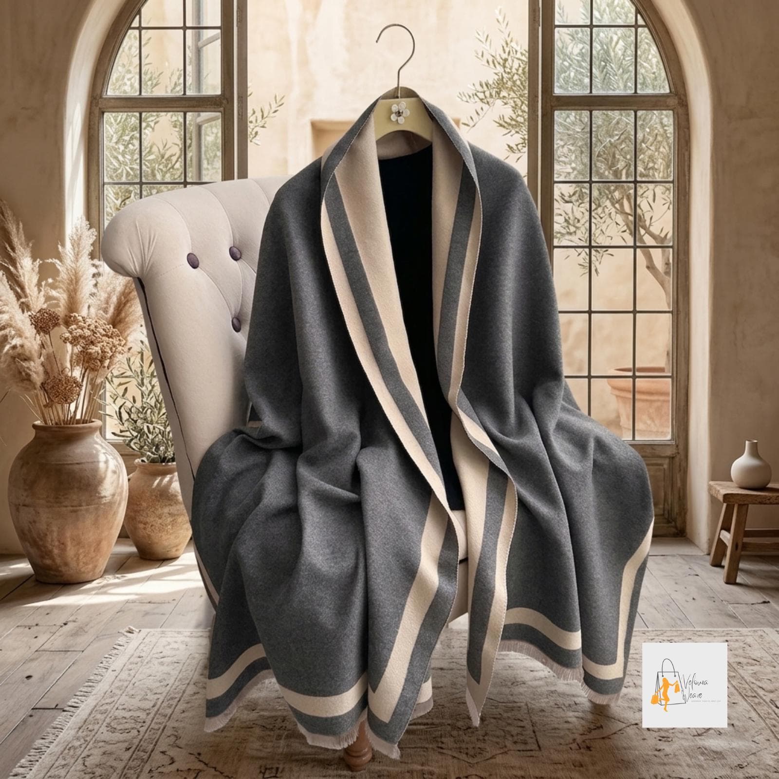Close-up view showing the soft texture of the winter wrap