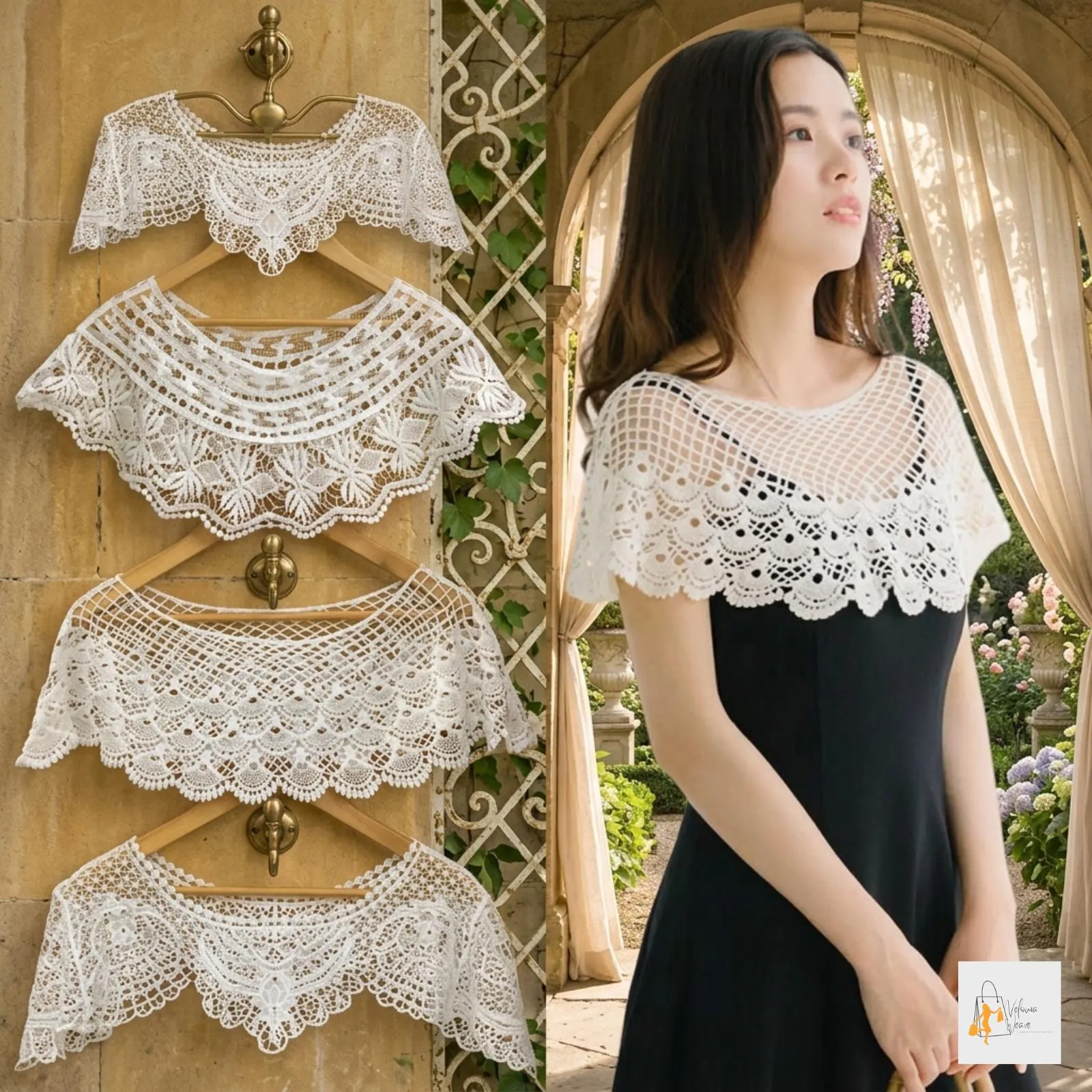 Elegant women knit lace bridal shawl wrap