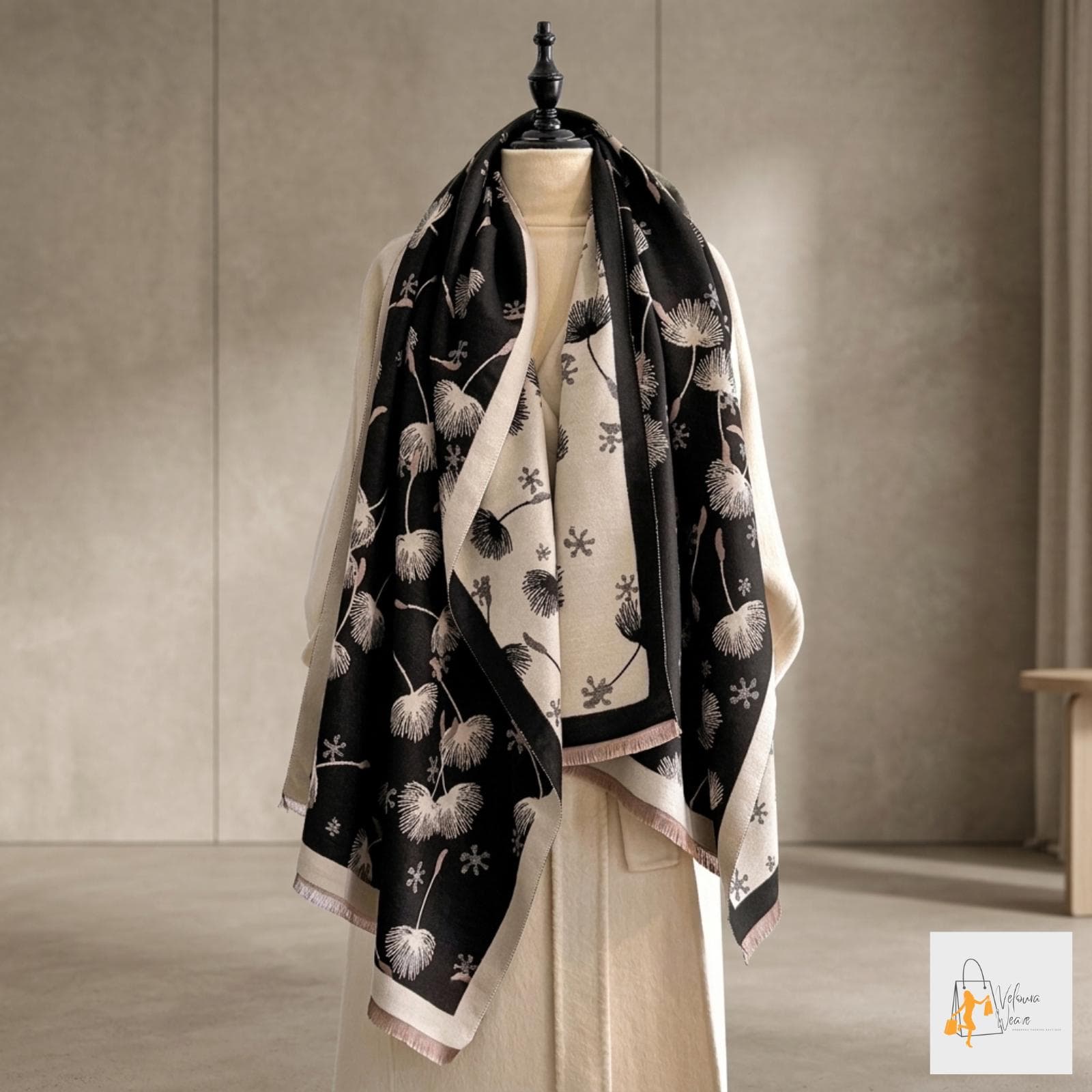 luxury winter scarf women thick blanket wrap bee pattern
