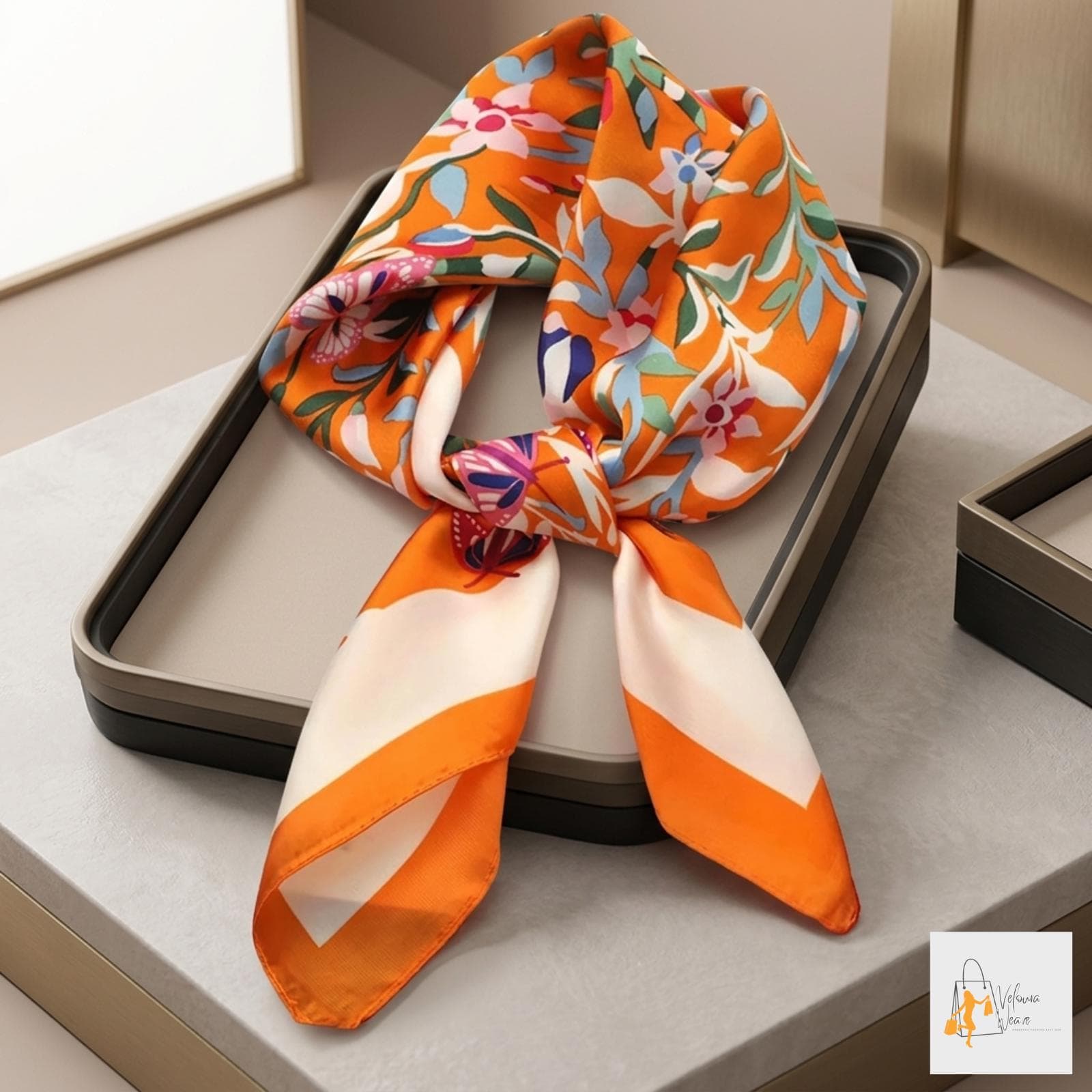 satin square scarf women neckerchief stylish fashion accessory
