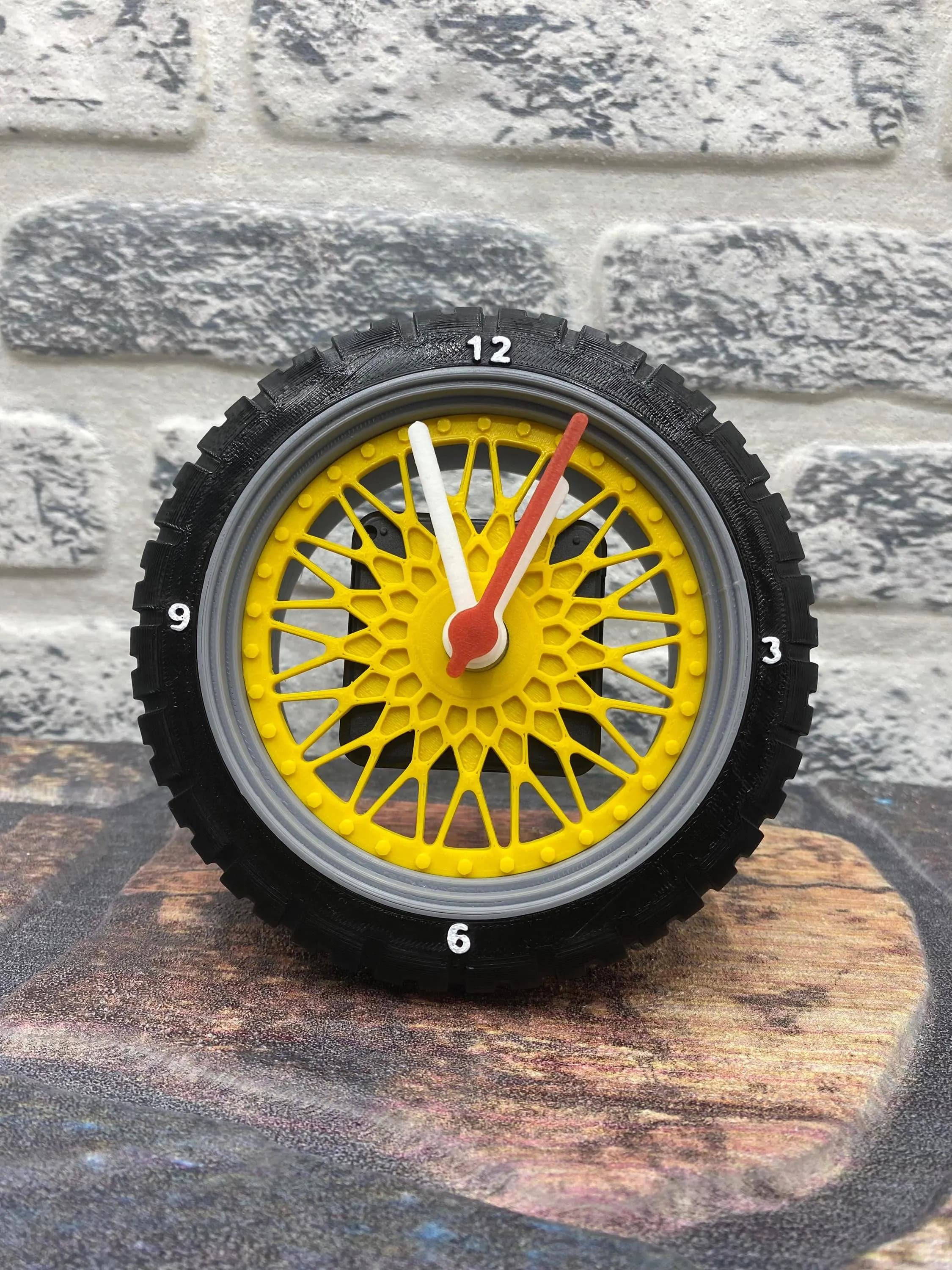 Car Tire Designed Table Clock β Decorative Clock with Rim Details β Office & Garage Decoration