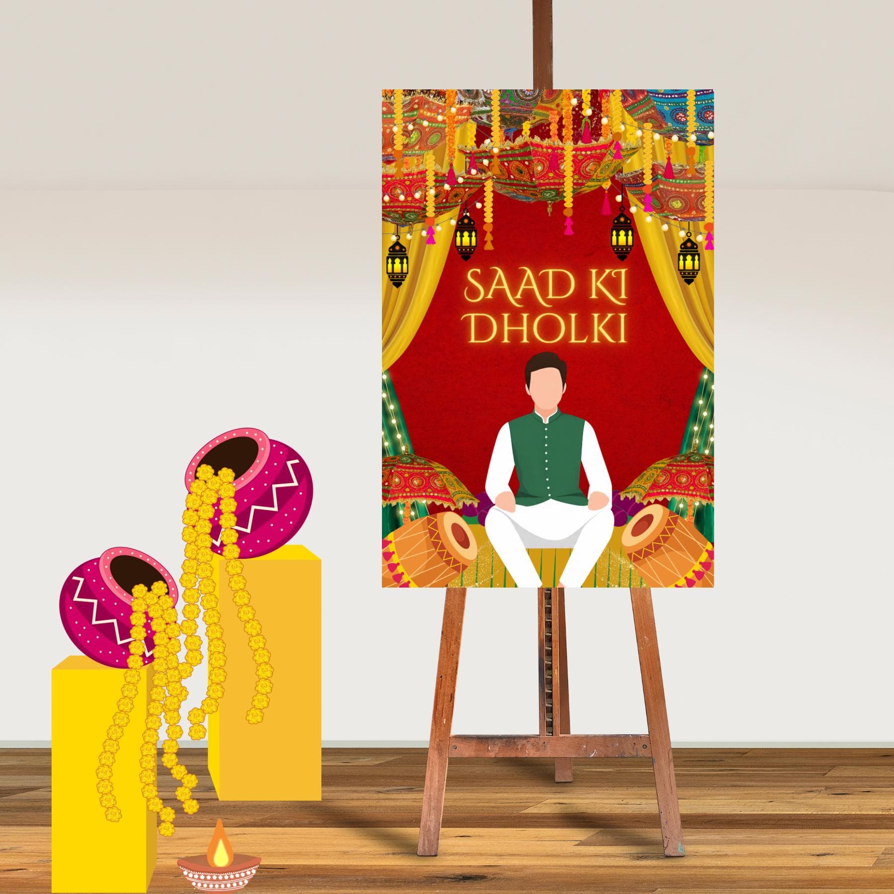 Custom Dholki Welcome Sign: Mehndi Night Decor (Digital Download) - image 5
