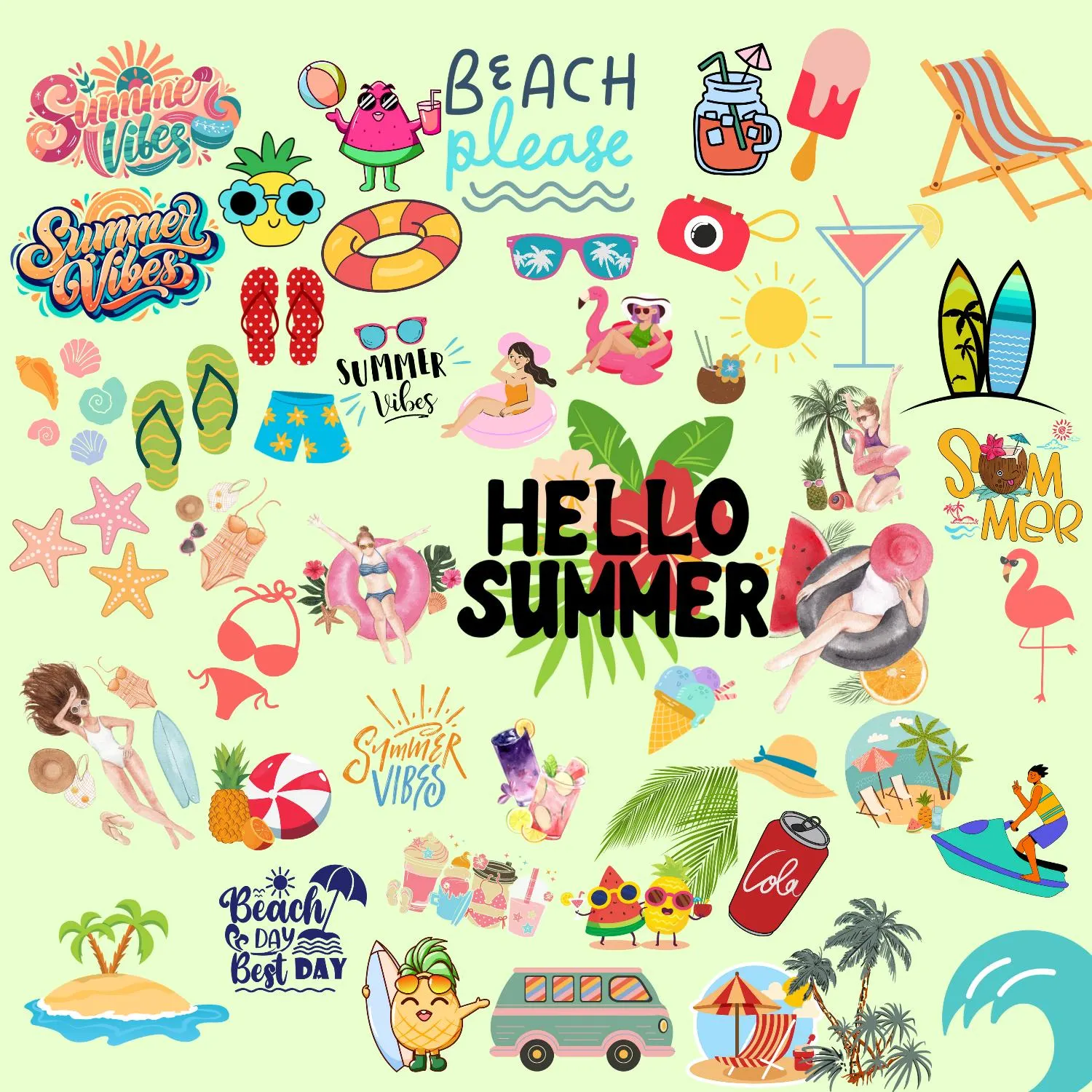 Retro Summer PNG Bundle: Beach Vibes Designs (Digital Download) - image 4