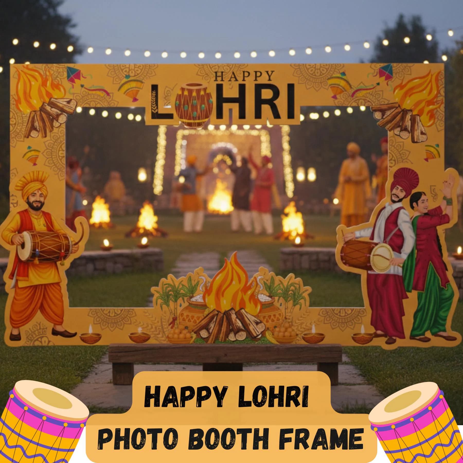 Lohri Photobooth framePrintable | Punjabi Festival Photo Frame | Lohri Party Decor | First lohri decor - image 3