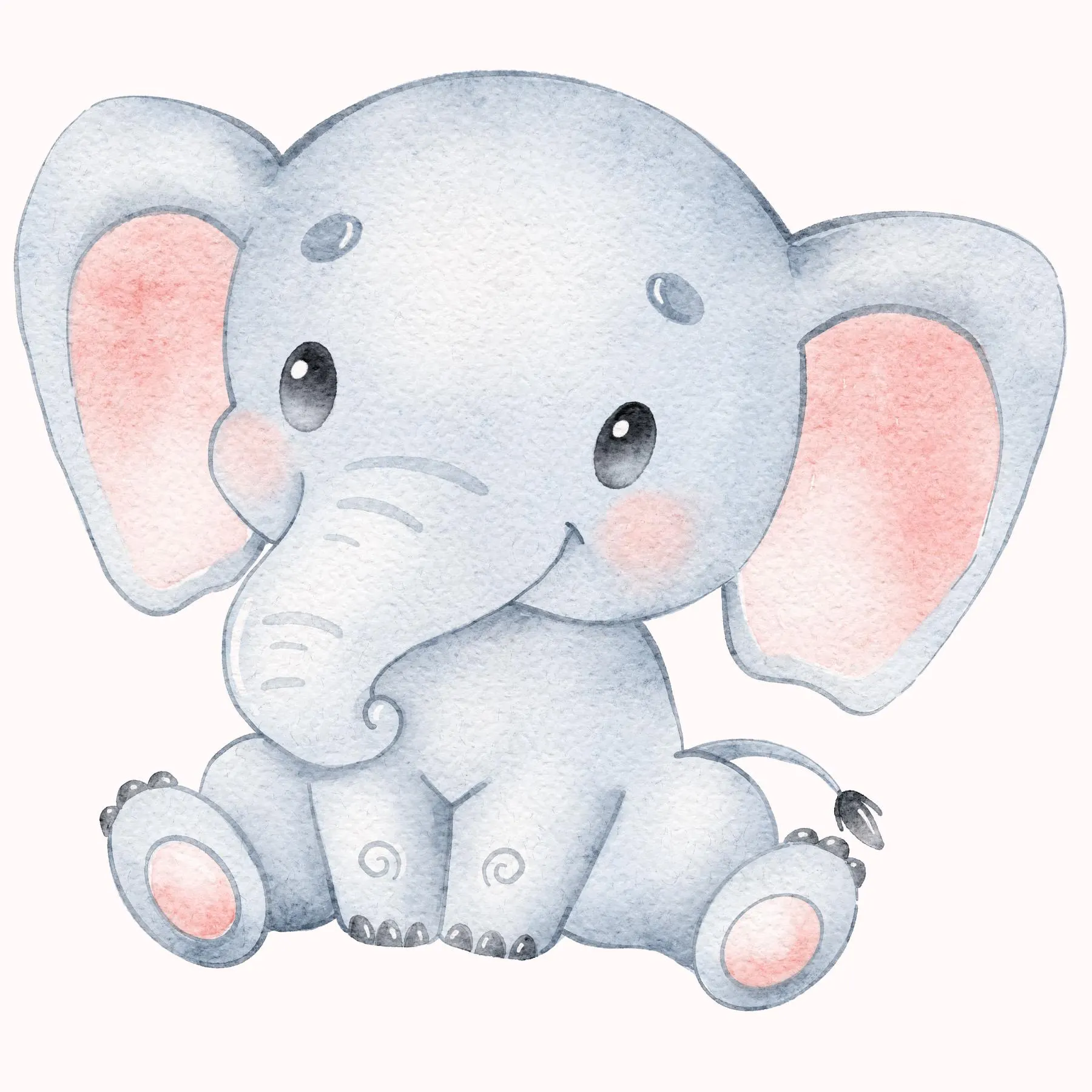 Watercolor Baby Elephant Clipart: Nursery Decor PNGs (Digital Download - image 3