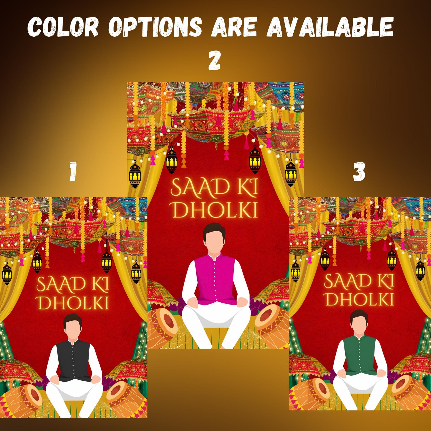 Custom Dholki Welcome Sign: Mehndi Night Decor (Digital Download) - image 2