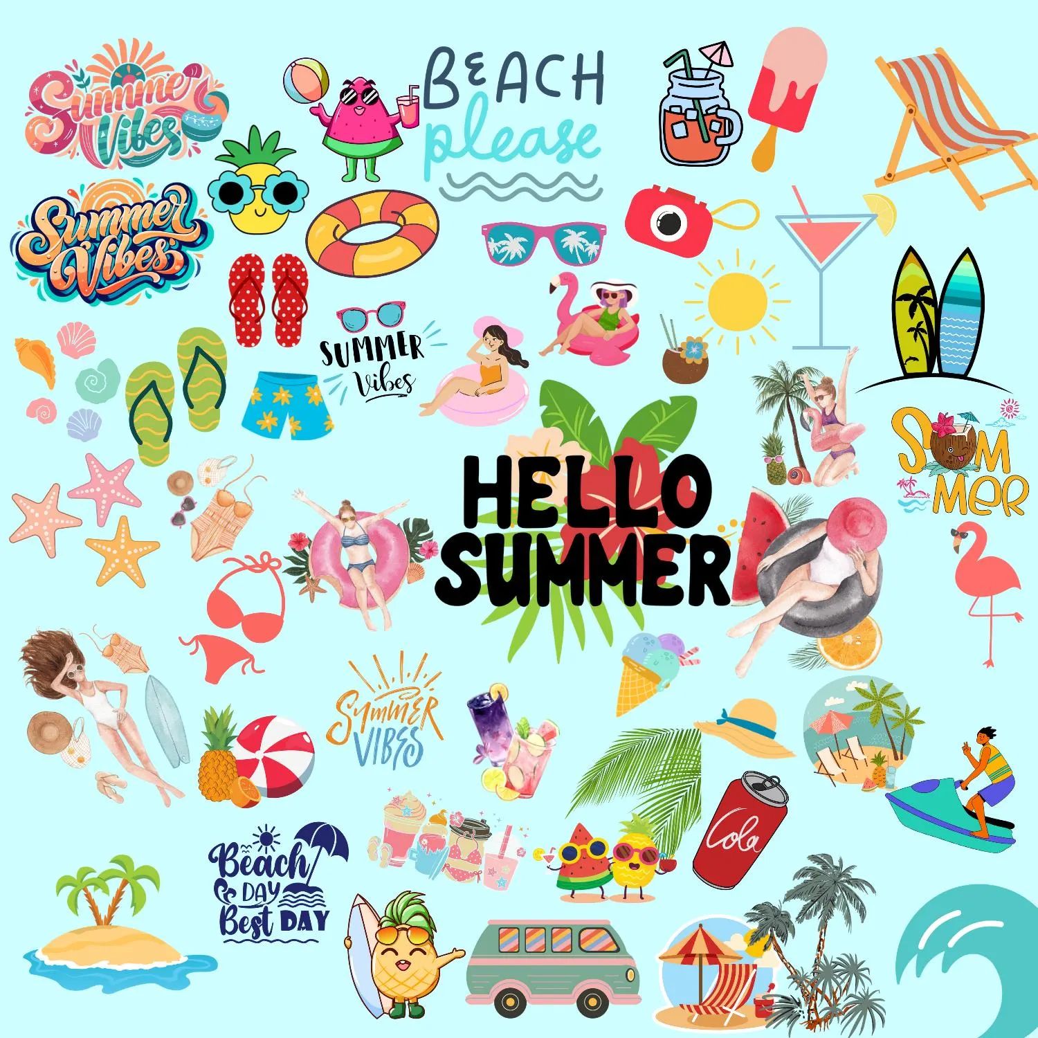 Retro Summer PNG Bundle: Beach Vibes Designs (Digital Download) - image 3