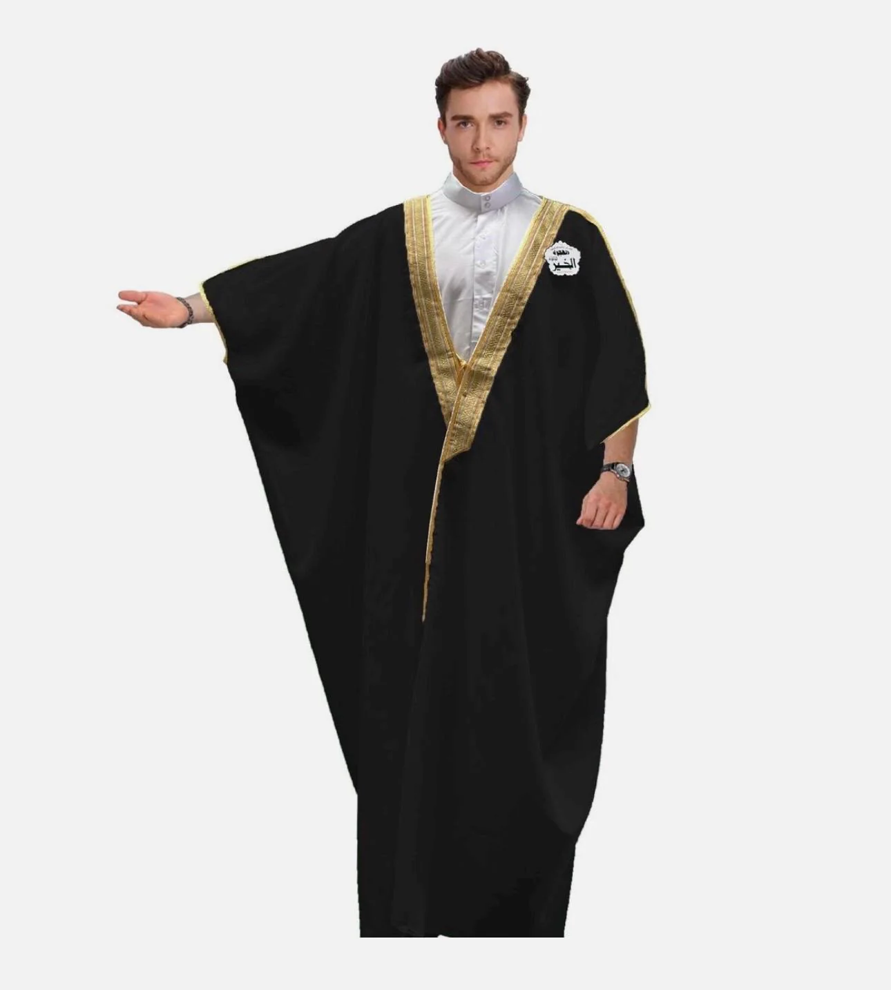 3/4 Boxed set PREMIUM Bisht Robe Arabic Desert Suit Costume Long Black White Brown Eid Gift Syrian made in Makkah - image 5
