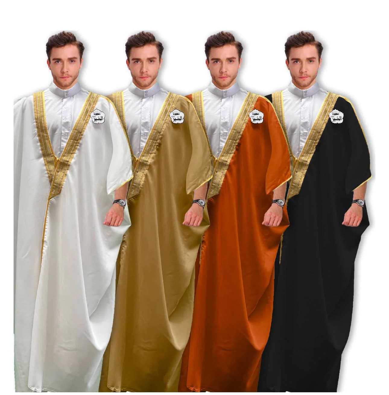 3/4 Boxed set PREMIUM Bisht Robe Arabic Desert Suit Costume Long Black White Brown Eid Gift Syrian made in Makkah - image 3
