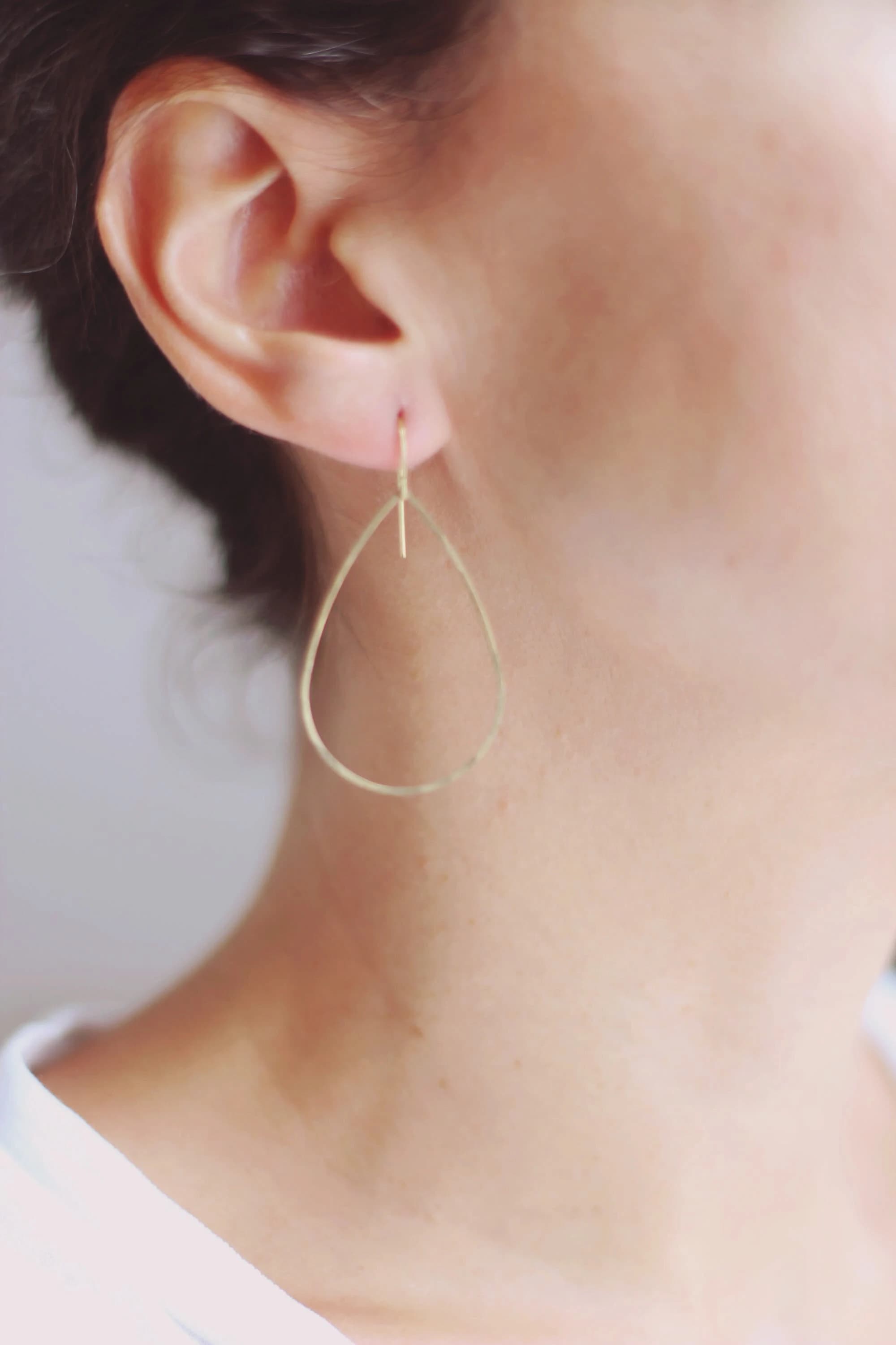 Minimalist Hammered Tear Drop Earrings | Tear Drop Earrings | Dangle Earrings | Minimalist Earrings | Modern Jewelry | Brass Earrings - image 4