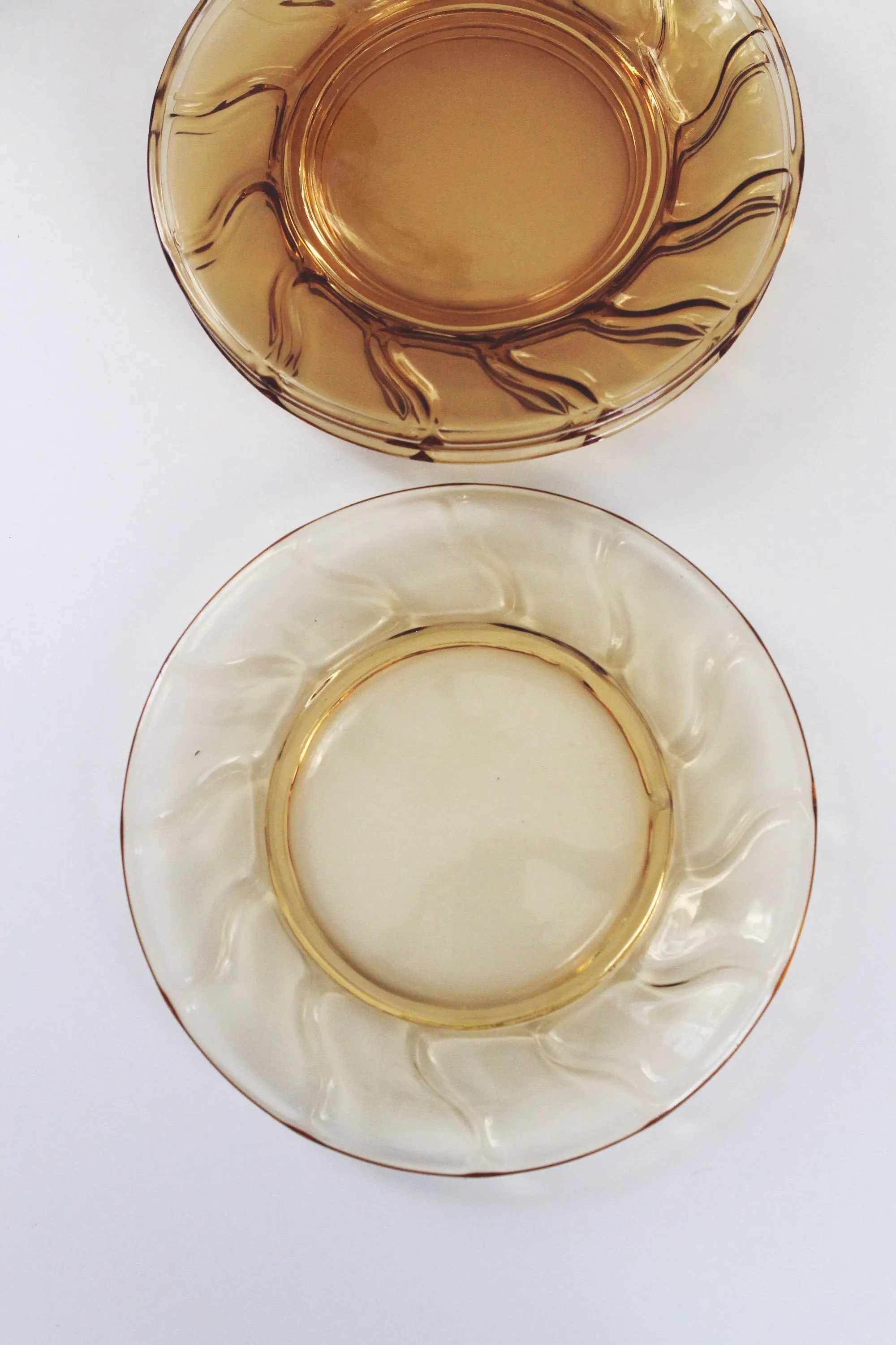 Vintage Sun Design Fostoria Jamestown Amber Glass Salad Plates Set of 4 - image 5