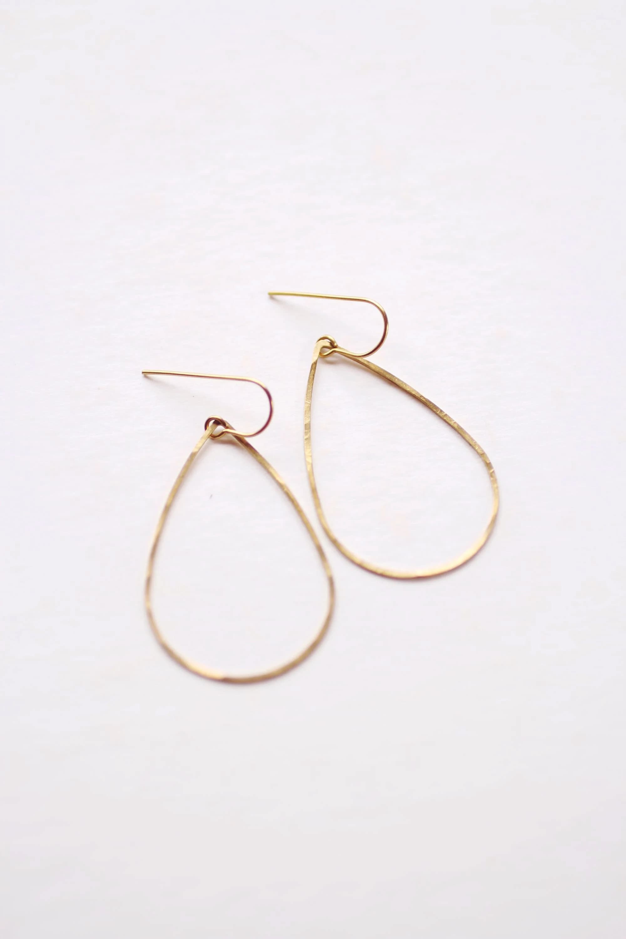 Minimalist Hammered Tear Drop Earrings | Tear Drop Earrings | Dangle Earrings | Minimalist Earrings | Modern Jewelry | Brass Earrings - image 3