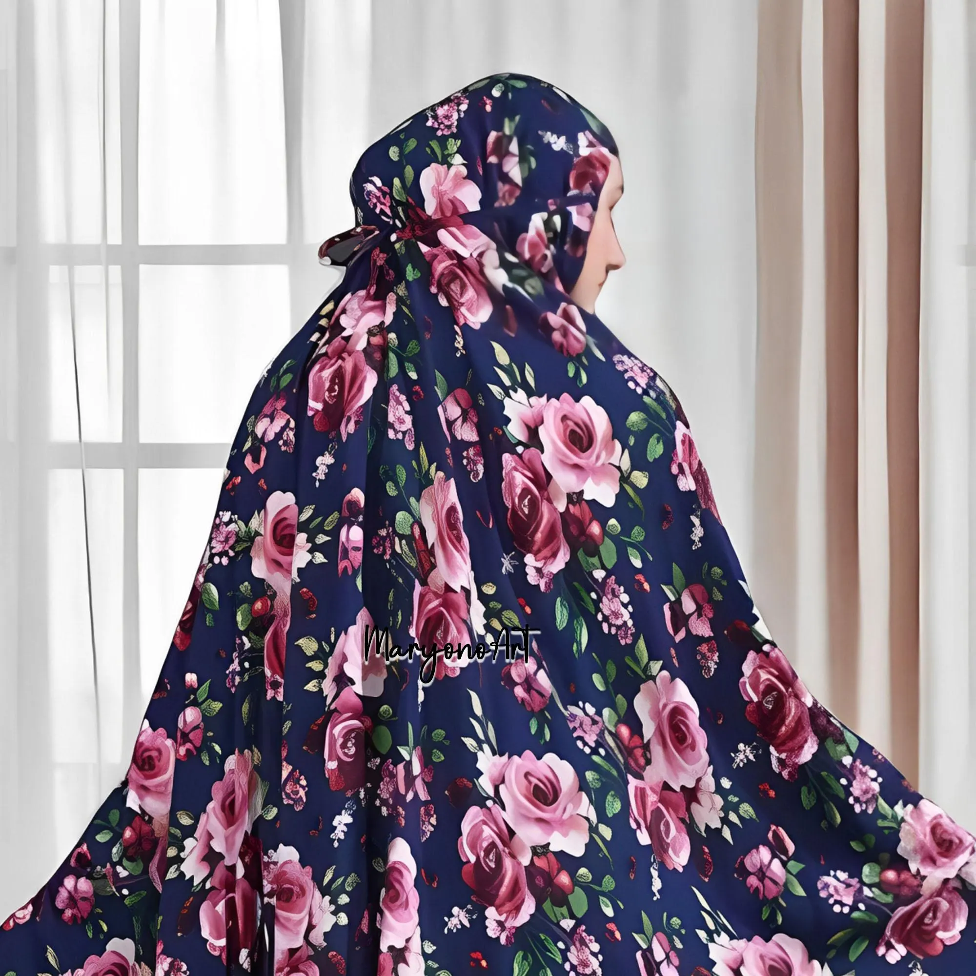 Ganashri Baheeja Elegant and Comfortable Navy Mukena,Mukena,Muslim Prayer Dress,Muslim Prayer Attire,Prayer Outfit,Muslim Prayer Clothes